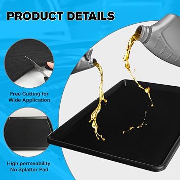 3-Pack Oil Drip Pan for Under Car 26.8x20.5 Large Flexible Oil Trays with Spill Mat, Reusable Car Oil Drain Pan, Heat Resistant Floor Catcher for Auto & Home Use