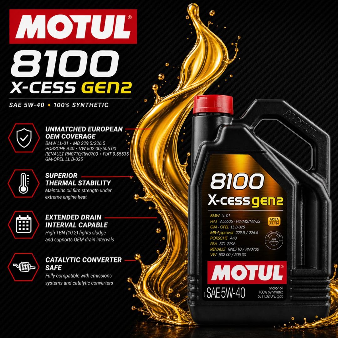 Amazon.com: MOTUL 8100 X-Cess Gen 2 SAE 5W40 Full Synthetic Motor