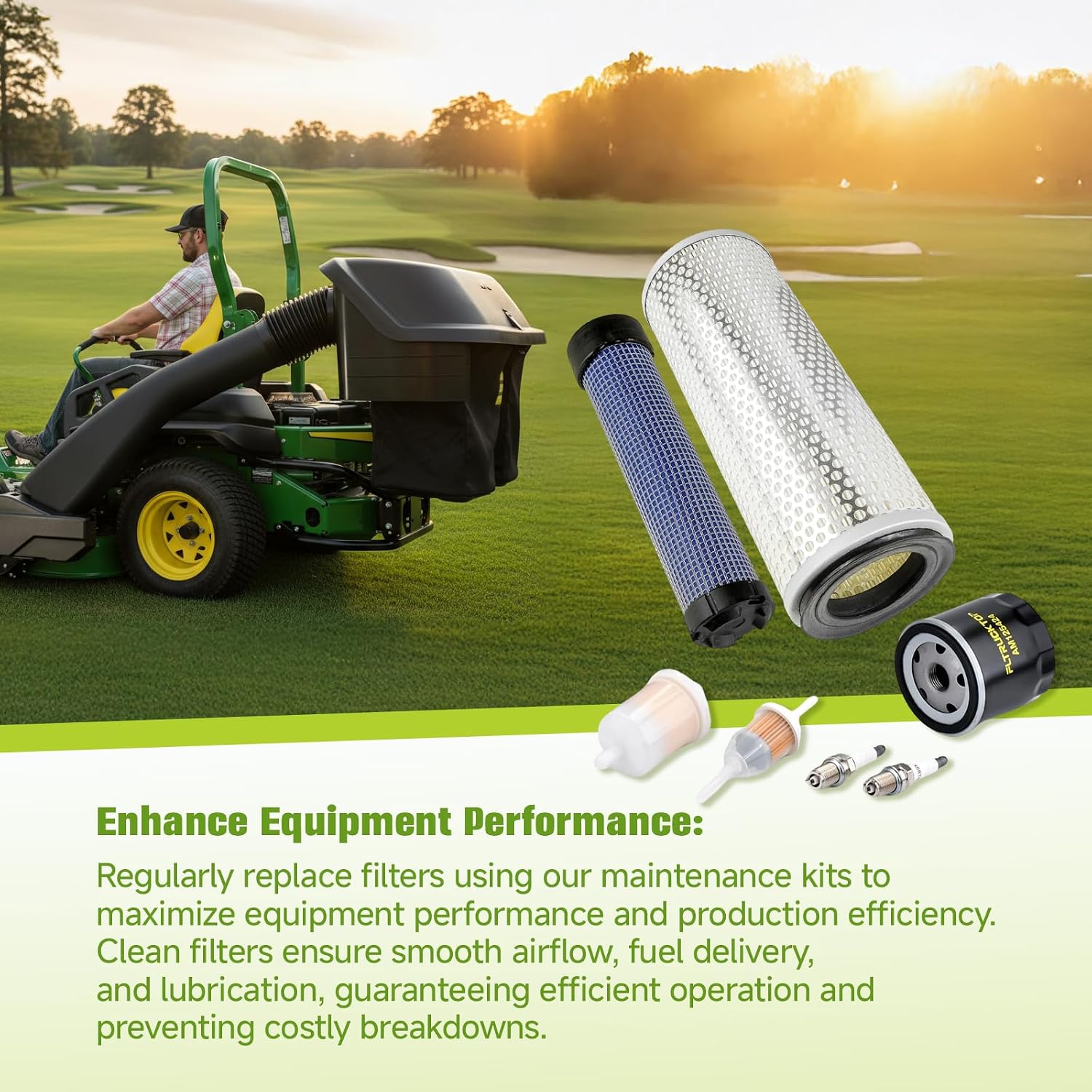 Maintenance Service Filter Kit fits for John Deere Z915B Z915E Z930M Z710A Z720A Zero Turn Mower Replaces M131802 M131803 AM116304 MIU11020 AM125424 12581-43012