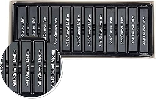 Palitos de carbón comprimido, paquete de 12 palitos de carbón de vid para dibujar, bosquejar, sombrear, suministros de arte, kits de bocetos,