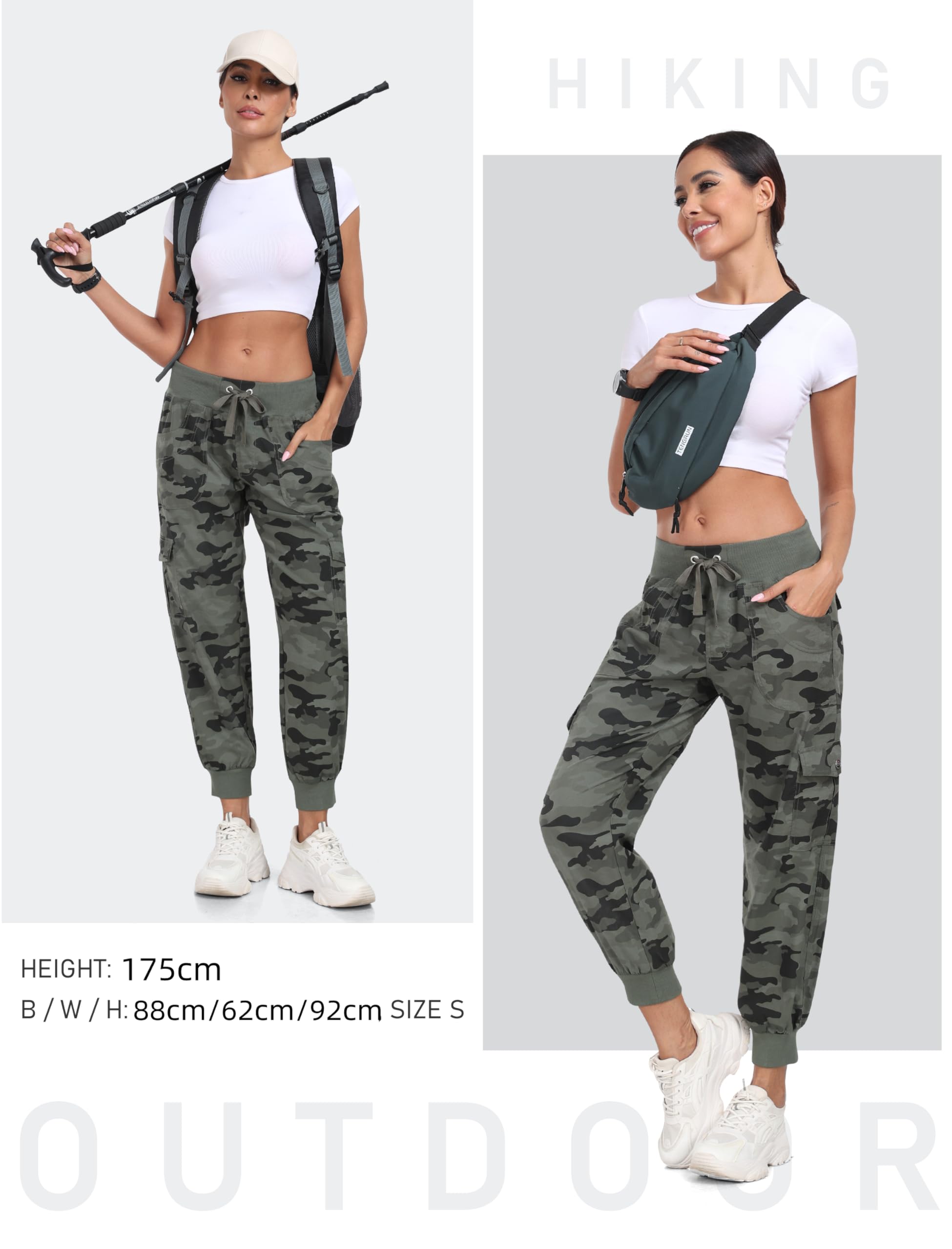 JINSHI Pantalones Mujer Cargo Pantalón Largo Trabajo Pant Deportivo Jogger Cintura Alta con Bolsillos