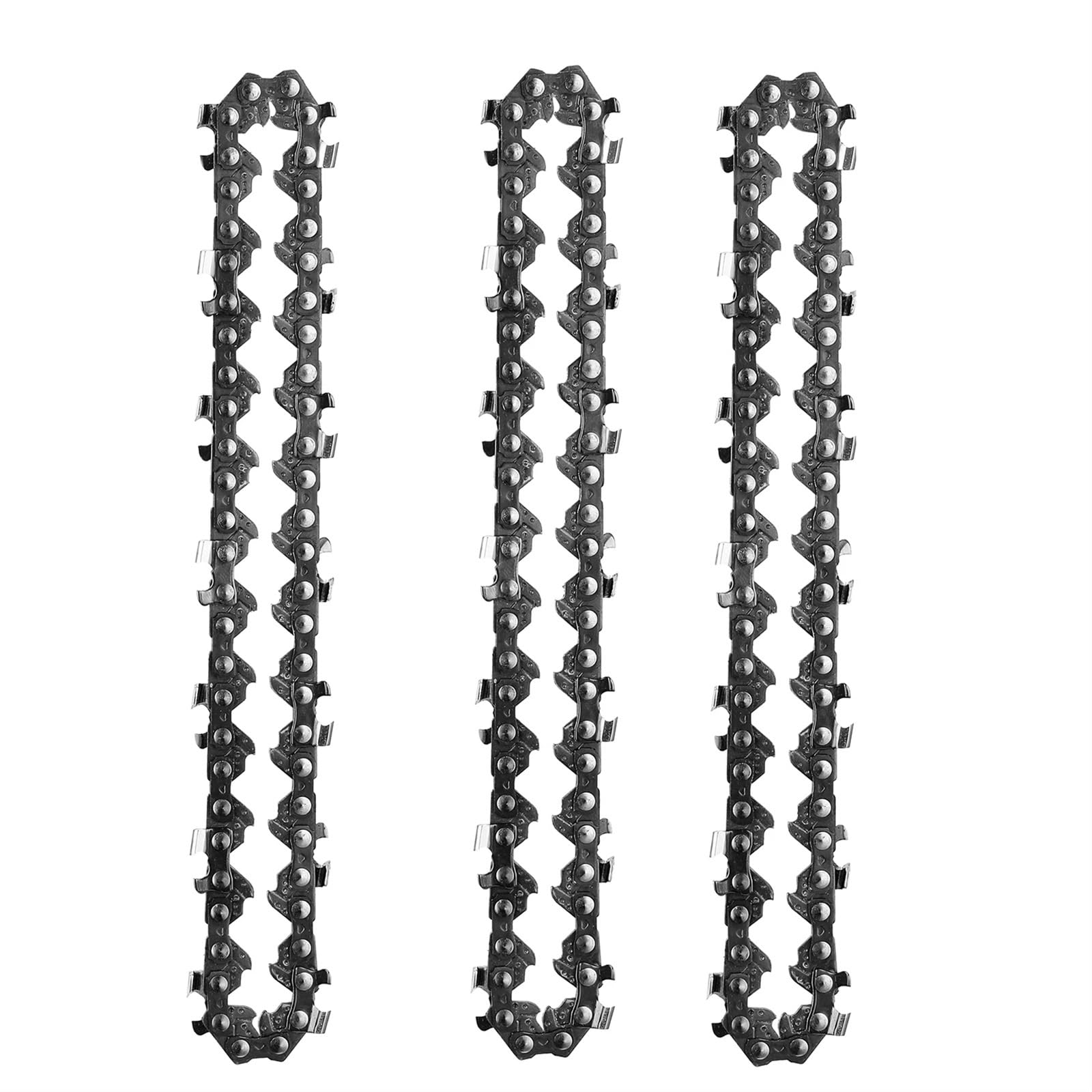 Cadena de Motosierra de 16 Pulgadas, Cadena de Motosierra, Cadena for Repuesto Sierra eléctrica, Acero Negro, 4/6/8 Pulgadas(4inch 3pcs)