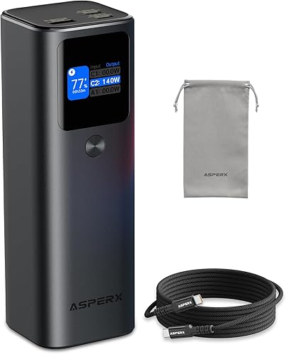 AsperX Banco de energía para portátil, 27,600 mAh, 162.5 W, de aluminio, Unibody PD3.1, cargador portátil de carga rápida, banco de batería de 99 Wh