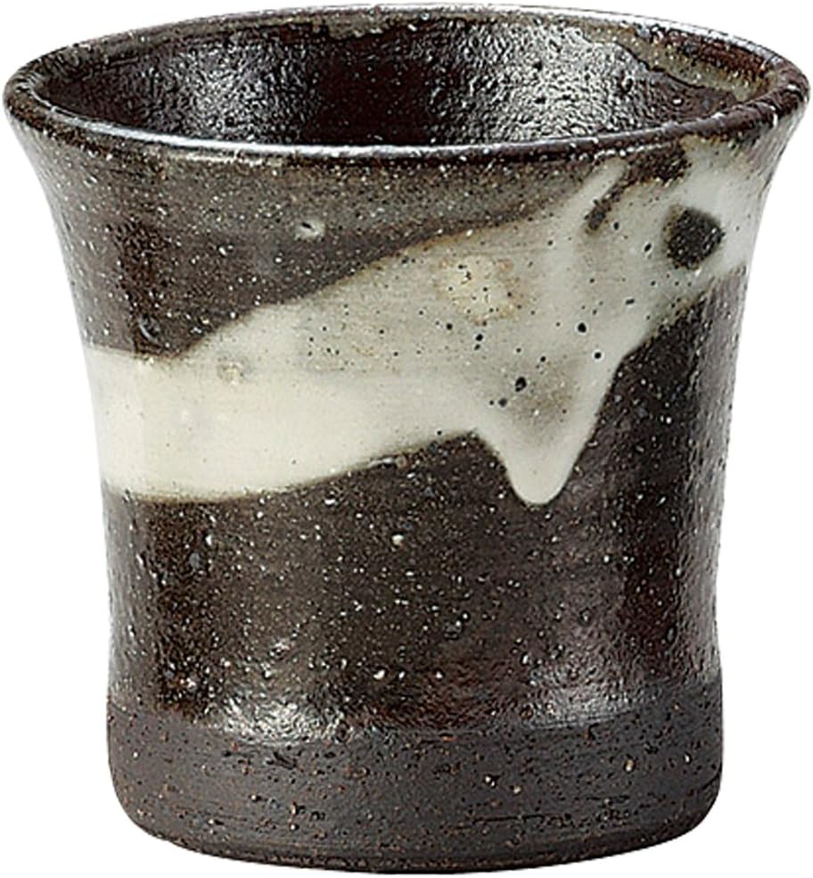 Yamashita Kogei Tokoname Ware 13046140 Tamako Black Earth White Flow Shochu Cup, 3.3 x 3.9 x 3.9 inches (8.5 x 10 x 10 cm), 8.1 fl oz