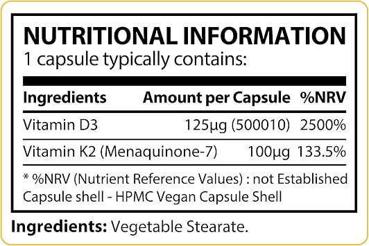 Vitamin D3 5000 IU with K2 100μg | 1-A-Day | 60 High Strength Vitamin D Tablets | MK-7 Menaquinone | Vitamin D3 | Bone, Immune & Heart Support | Supplements for Adults