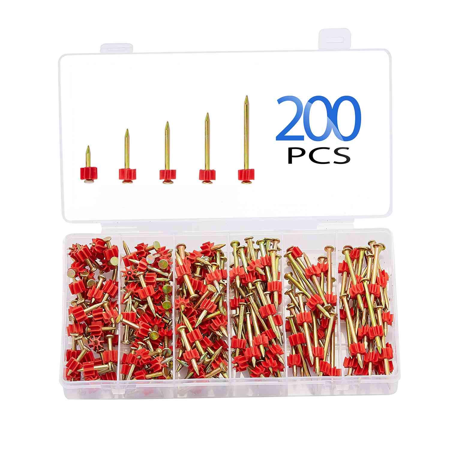 Minimprover Masonry Nails Set Galvanized Anti-Corrosion Nails for Wood & Cement, Hardware Accessories Fasteners for DIY and Home Maintenance(Boxed 200 pcs)