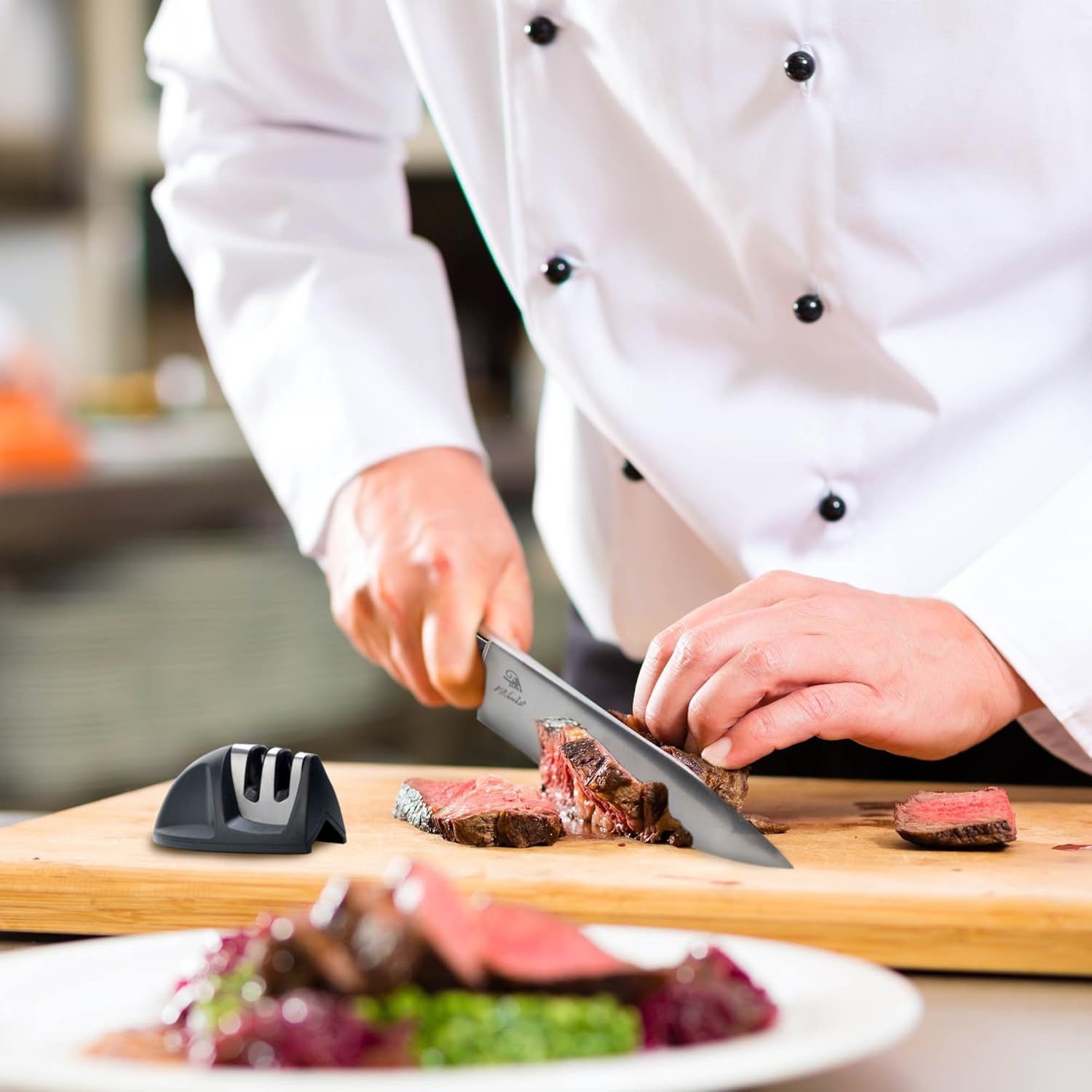 Super Sale 🛒 Chef's Knife 8 Inch With Sharpener Plus Cover Sheath| Kitchen Knife Professional Grade Crafted From Stainless Steel | No Slip Grip Balanced Full Tang Pakkawood Handle! Best Seller Chef's Knife 8 Inch With Sharpener Plus Cover Sheath| Kitchen Knife Professional Grade Crafted From Stainless Steel | No Slip Grip Balanced Full Tang Pakkawood Handle!