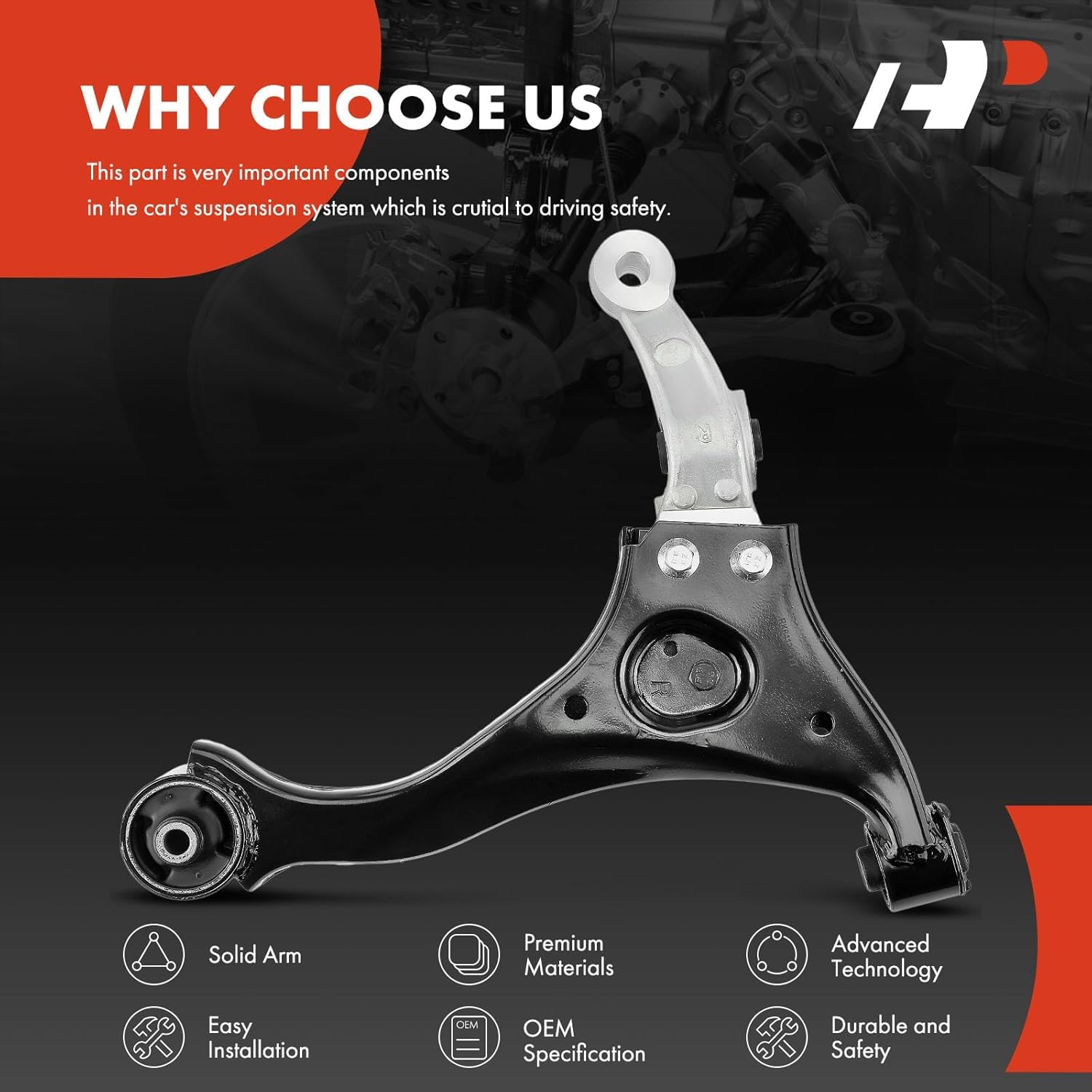 A-Premium Front Right Lower Control Arm, with Bushing, Compatible with Hyundai Sonata 2006 2007 2008 2009 2010