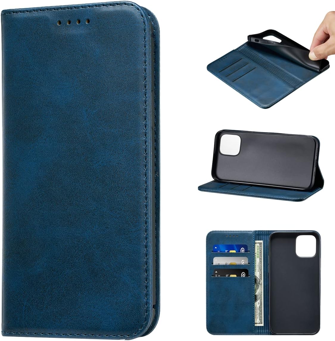 iPhone 12 / iPhone 12 Pro Wallet Case PU Leather Case Card Holder Shockproof Flip Cover - Blue