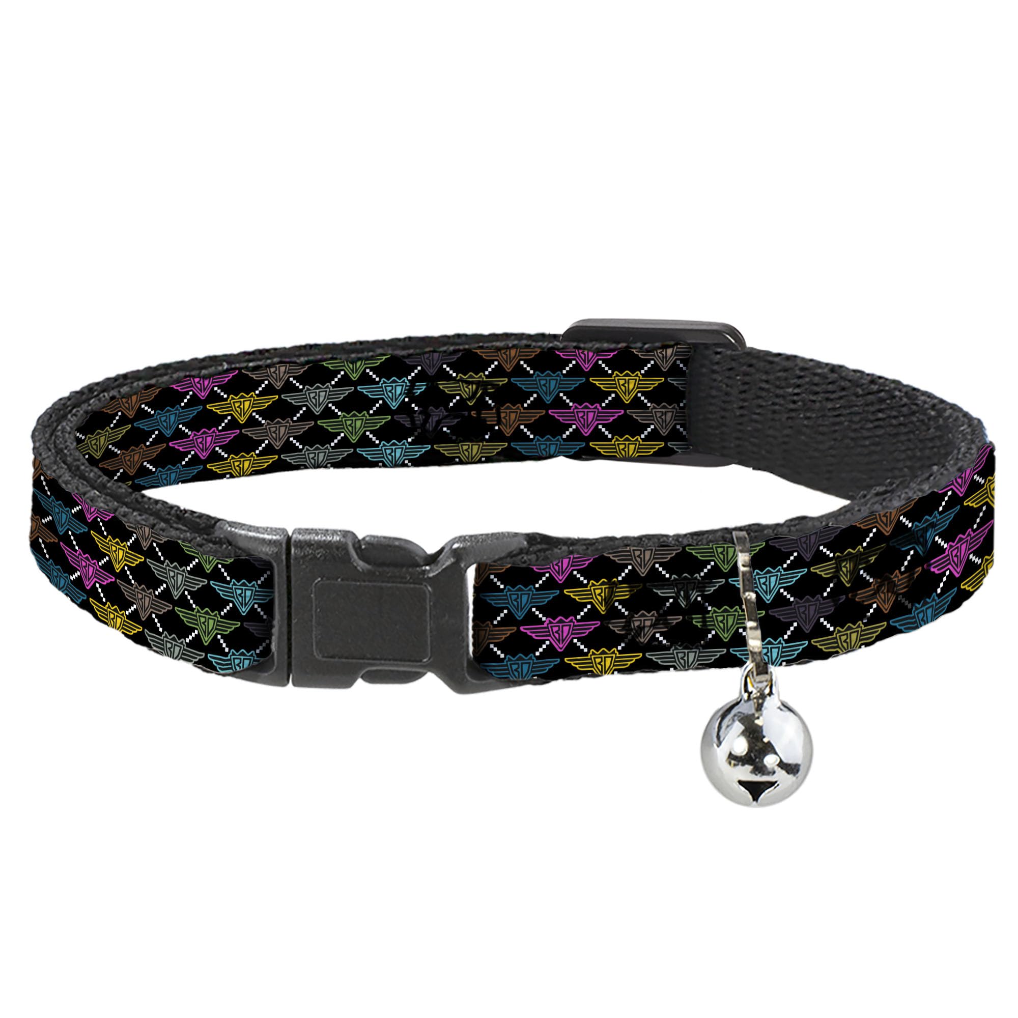 Collar de gato breakaway Buckle-Down monograma negro multicolor