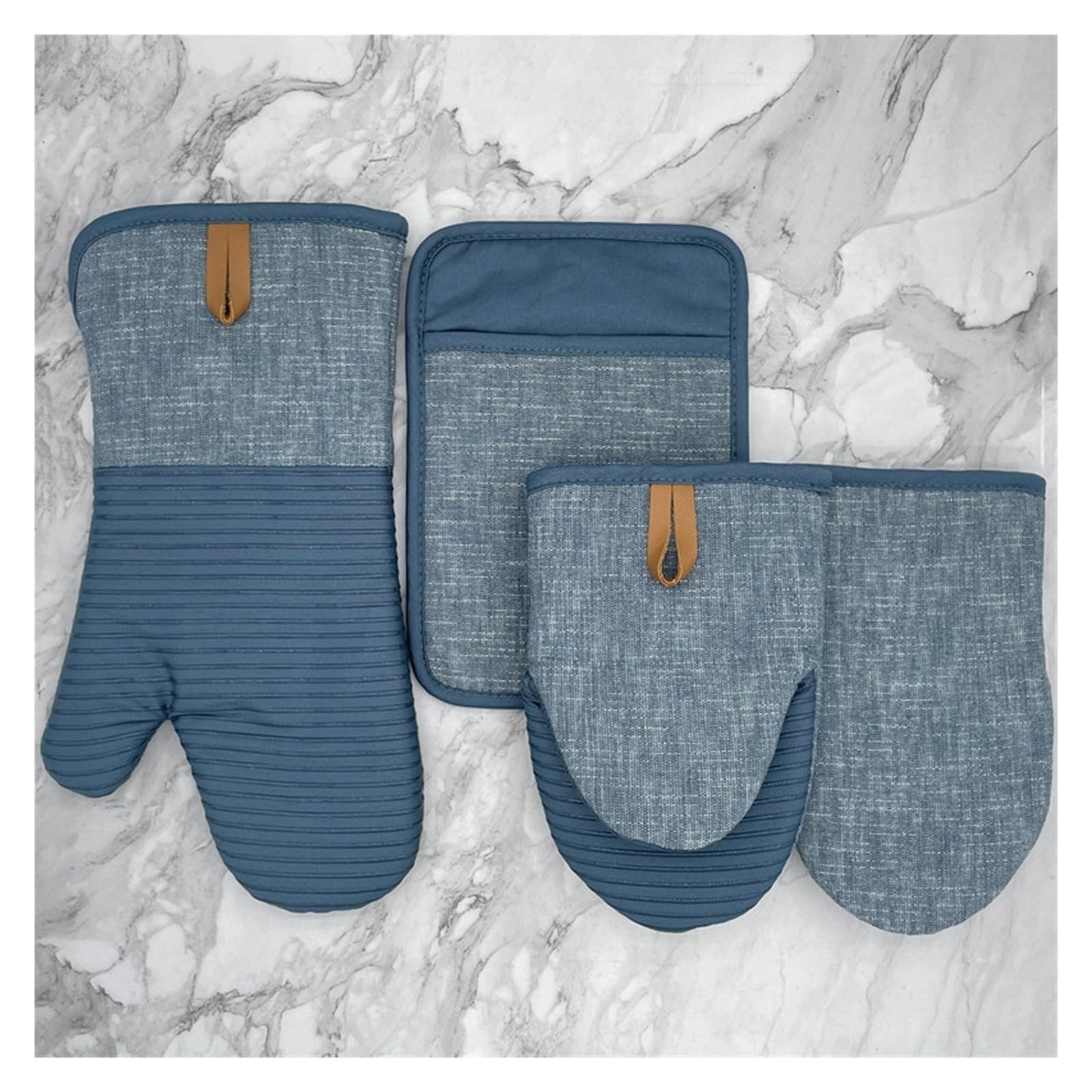 Mitaines de Four, Ensemble de Quatre pièces en Silicone, Gants antidérapants résistants à la Chaleur
