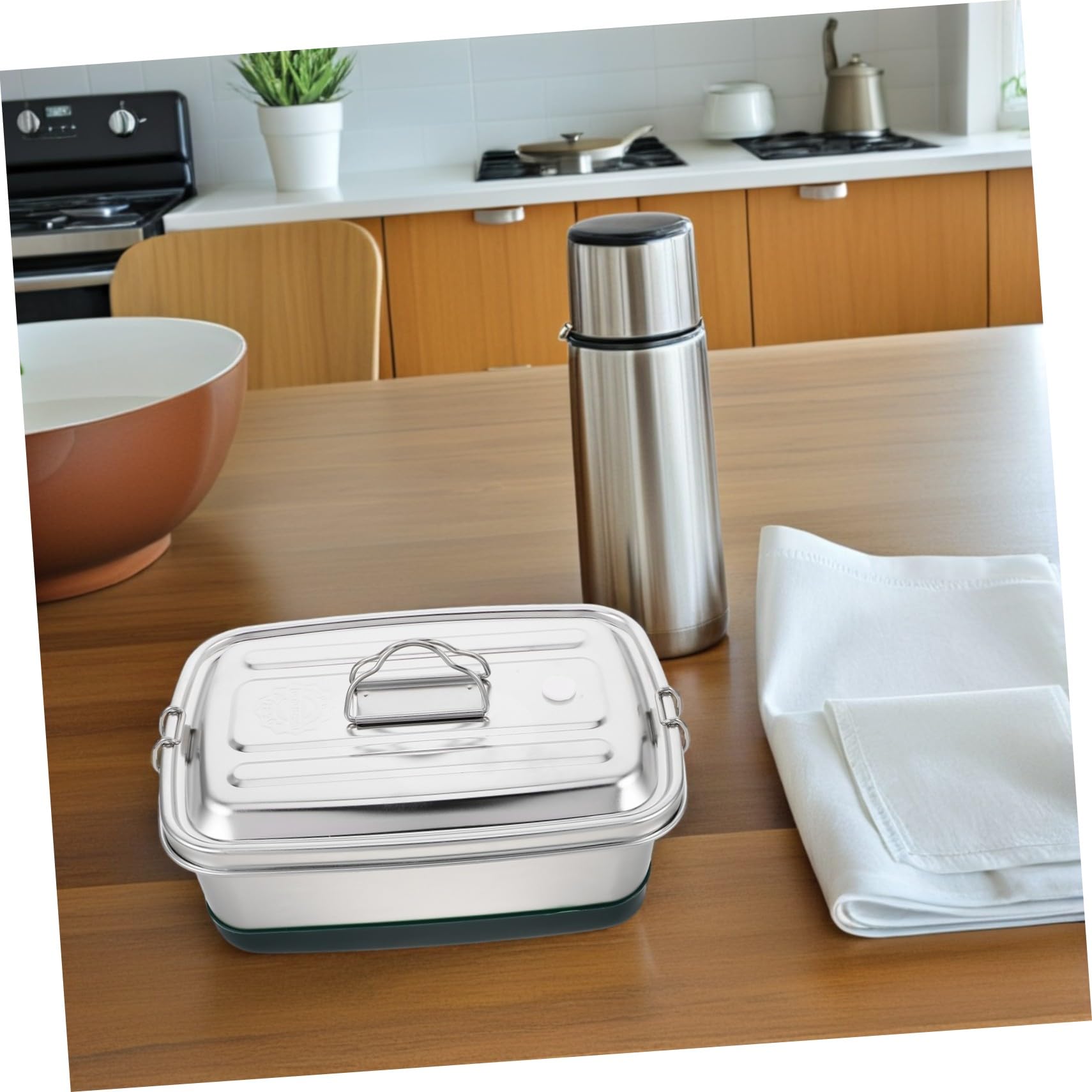 Alipis Boîte à Lunch en Acier Inoxydable à 3 Compartiments Argenté