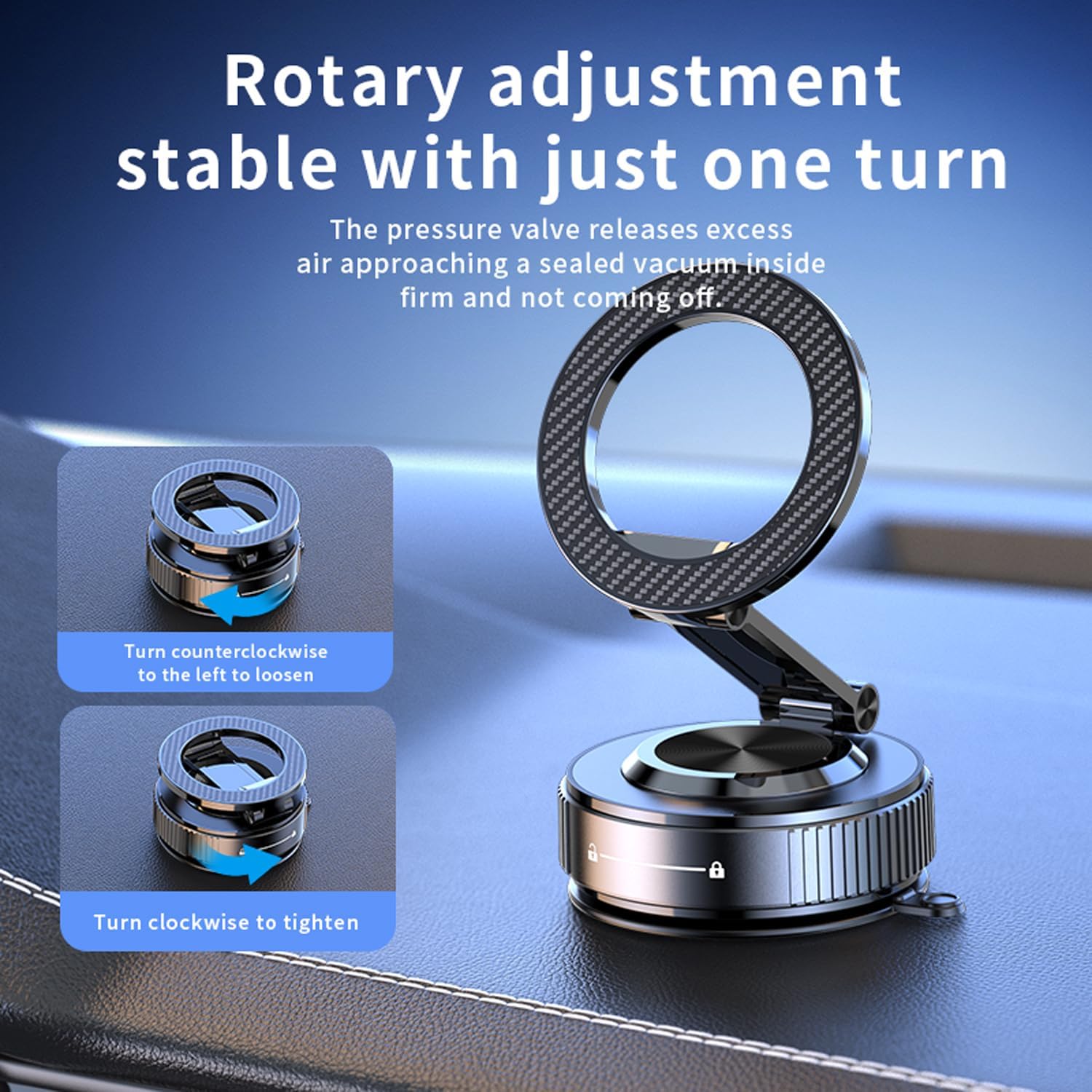 Vacuum Magnetic Car Phone Holder for MagSafe,360° Foldable Rotation Car Mount Cell Phone Holders for iPhone 17/16/15/14/13/12 Series and All Smartphones