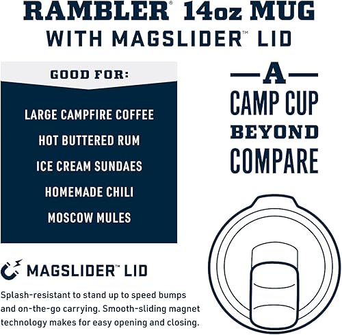 Miniatura 2 de YETI Rambler - Taza apilable de 14 onzas, aislada al vacío, de acero inoxidable con tapa MagSlider  Stackable, Vacuum Insulated, MagSlider Lid,