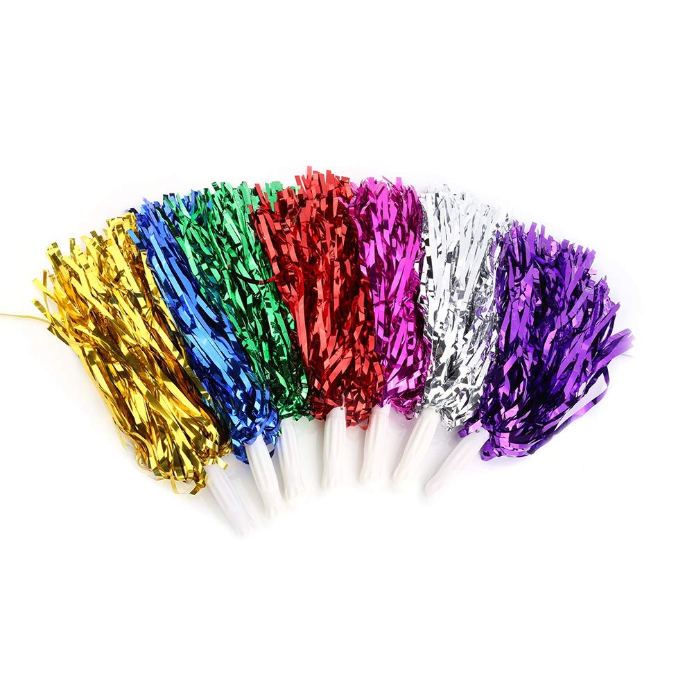 Pompon per cheerleading 6/12 pezzi a forma di fiore appeso con pellicola metallica
