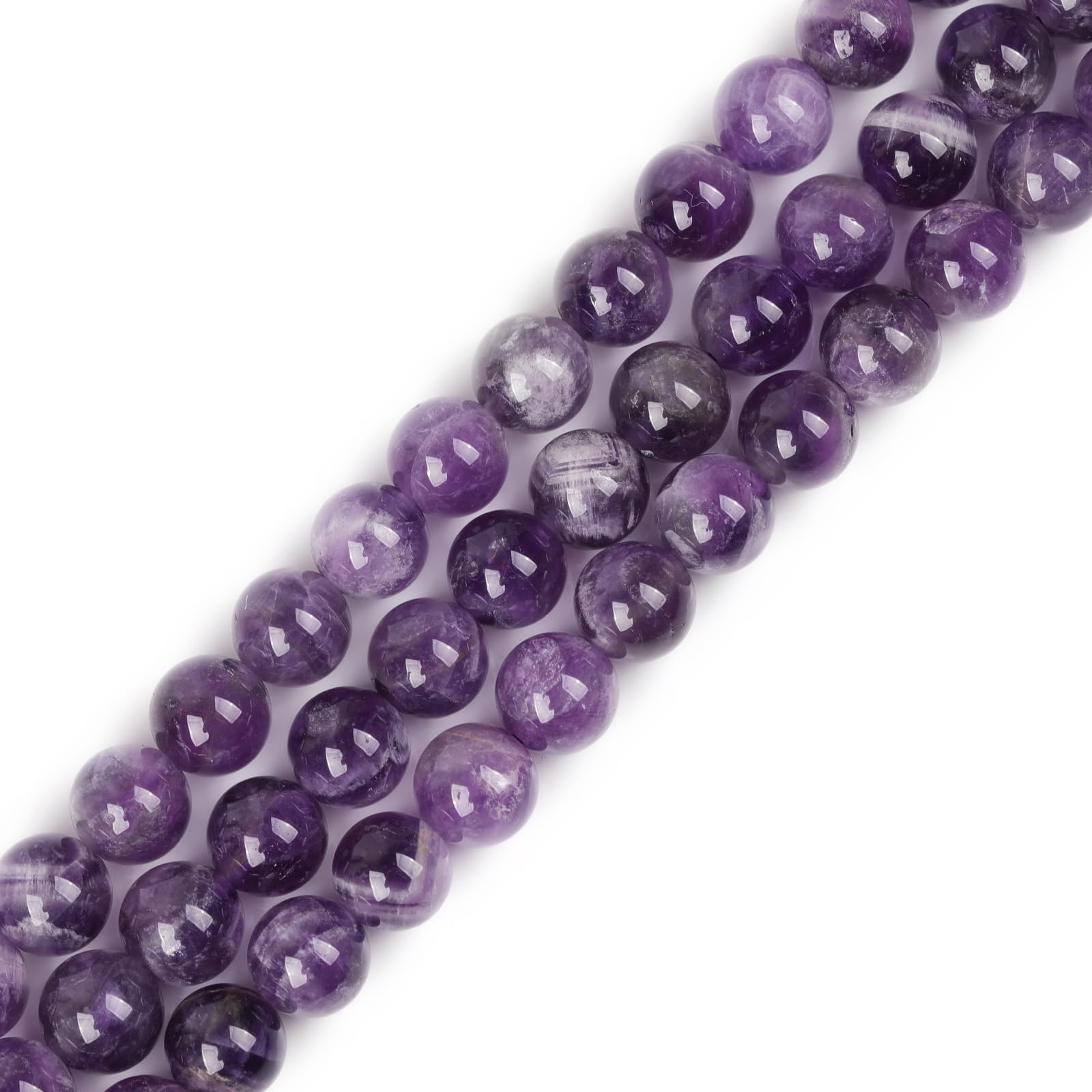 GEM-Inside Natural 10mm Amethyst Quartz Round Gemstone Semi Precious Loose Beads for Jewellery Making 15''