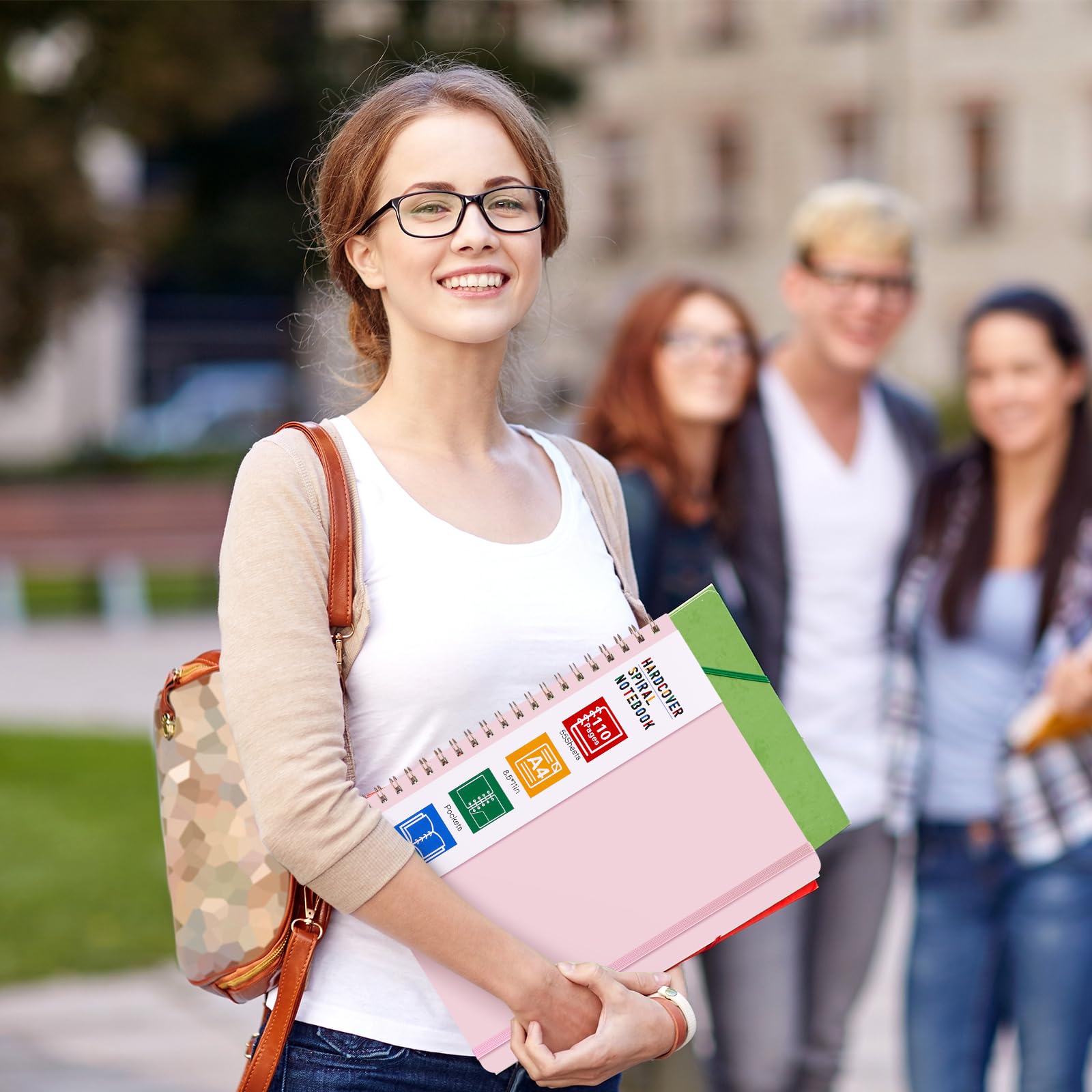 LABUK Cuaderno en espiral de 8.5 x 11 pulgadas, cuadernos grandes A4 para mujeres, cuaderno de tapa dura con rayas universitarias para el trabajo, la escuela, tomar notas, 55 hojas, 110 páginas