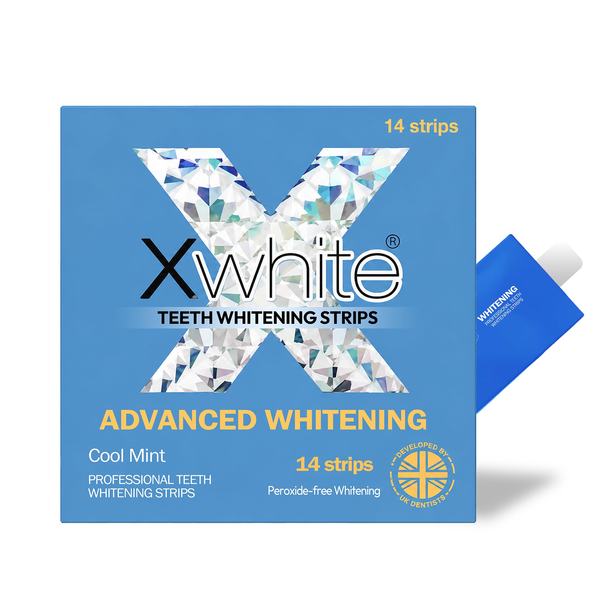 Xwhite 7 Day Teeth Whitening Kit -14 Strips - Halal Certified, Vegan, Pap+, Alcohol-Free, Peroxide-Free, Dissolving Strips for Sensitive Teeth (Advanced Whitening)