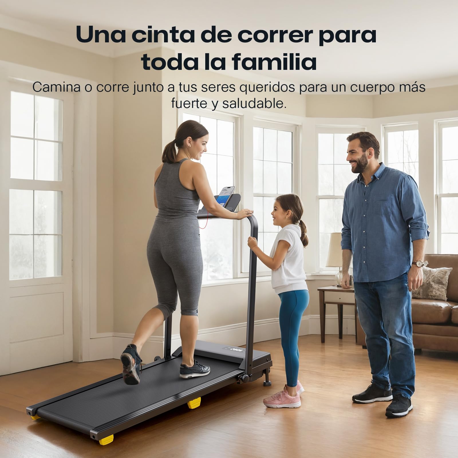 UREVO Cinta de Correr Plegable con Inclinación de 9%, 2.5HP Cinta de Andar Eléctrica Debajo Escritorio, Walking Pad Compacta para casa y Oficina, Modo HIIT de un Toque
