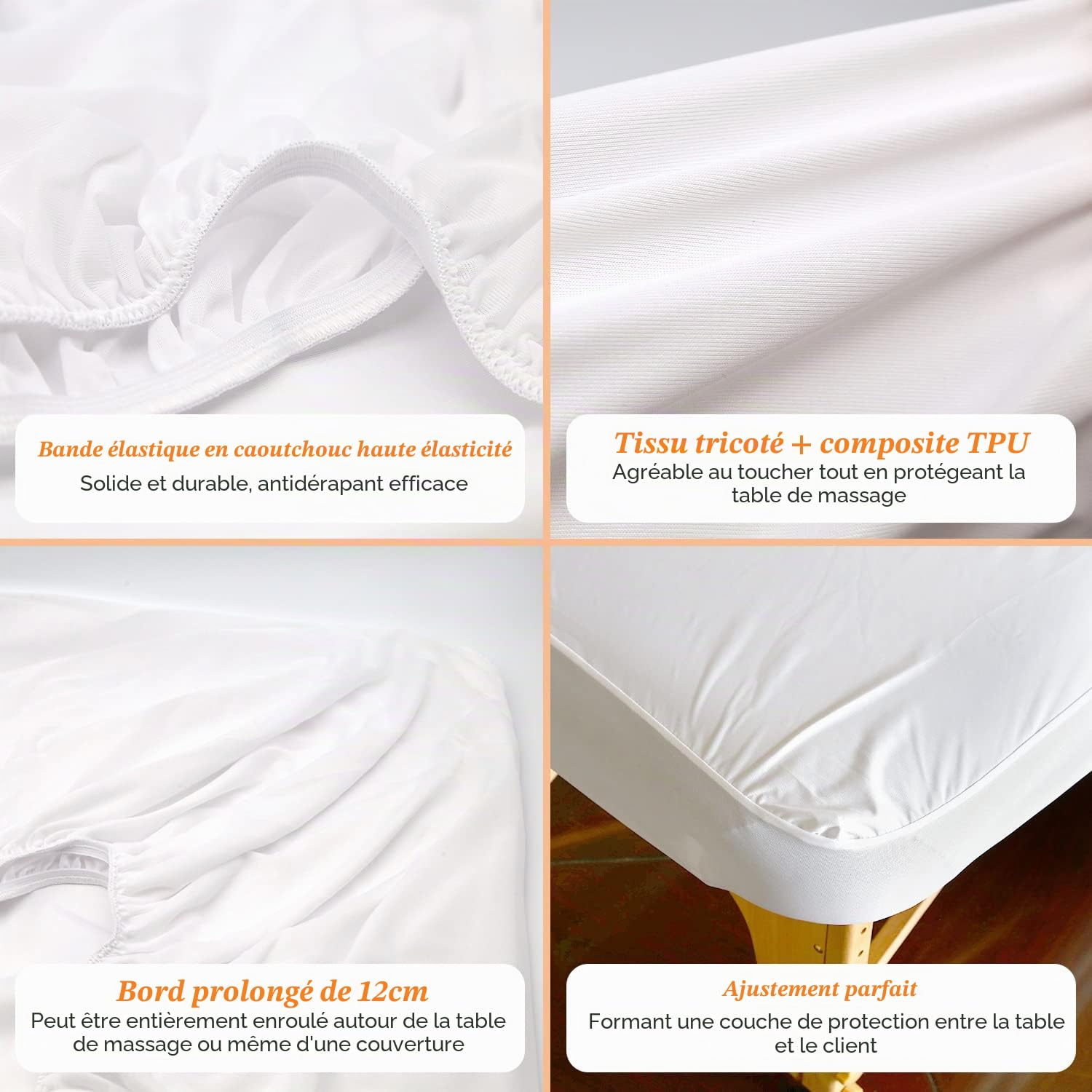 Drap Housse Table de Massage Imperméable 80 x 190cm Résistant à l'Huile Lavable Protection