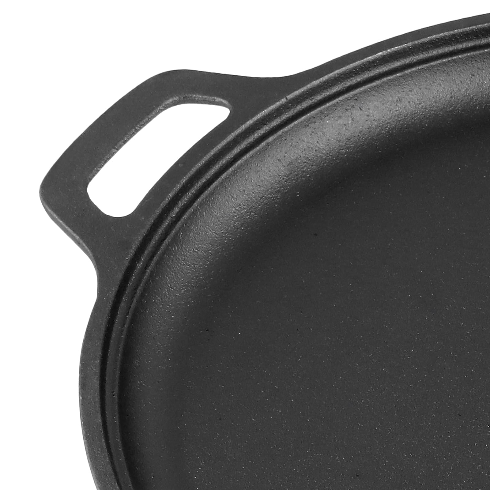 SINJEUN Patelnia grillowa z żeliwa, 30 cm średnicy, czarna płyta grillowa z uchwytem, patelnia z żeliwa do kuchni, grilla i serwowania