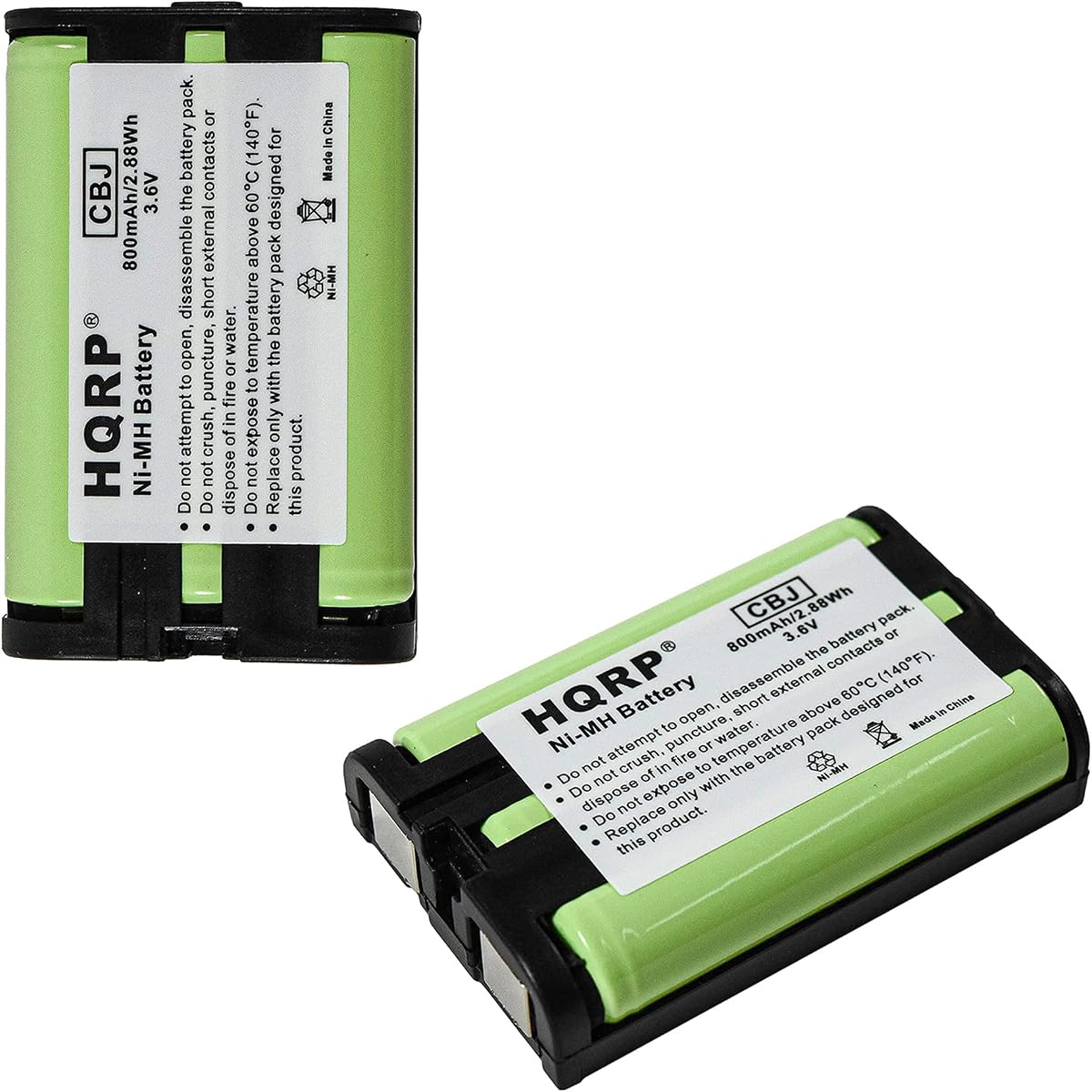 HQRP - Batería de teléfono compatible con Panasonic HHR-P107 HHR-P107A KX-TGA301 KX-TGA351 KX-TGA600 KX-TGA600B KX-TGA600M KX-TGA600S KX-TGA601 Type-35 KX-TG3522 KX-TG3526 KX-TG6021 Teléfono inalámbrico