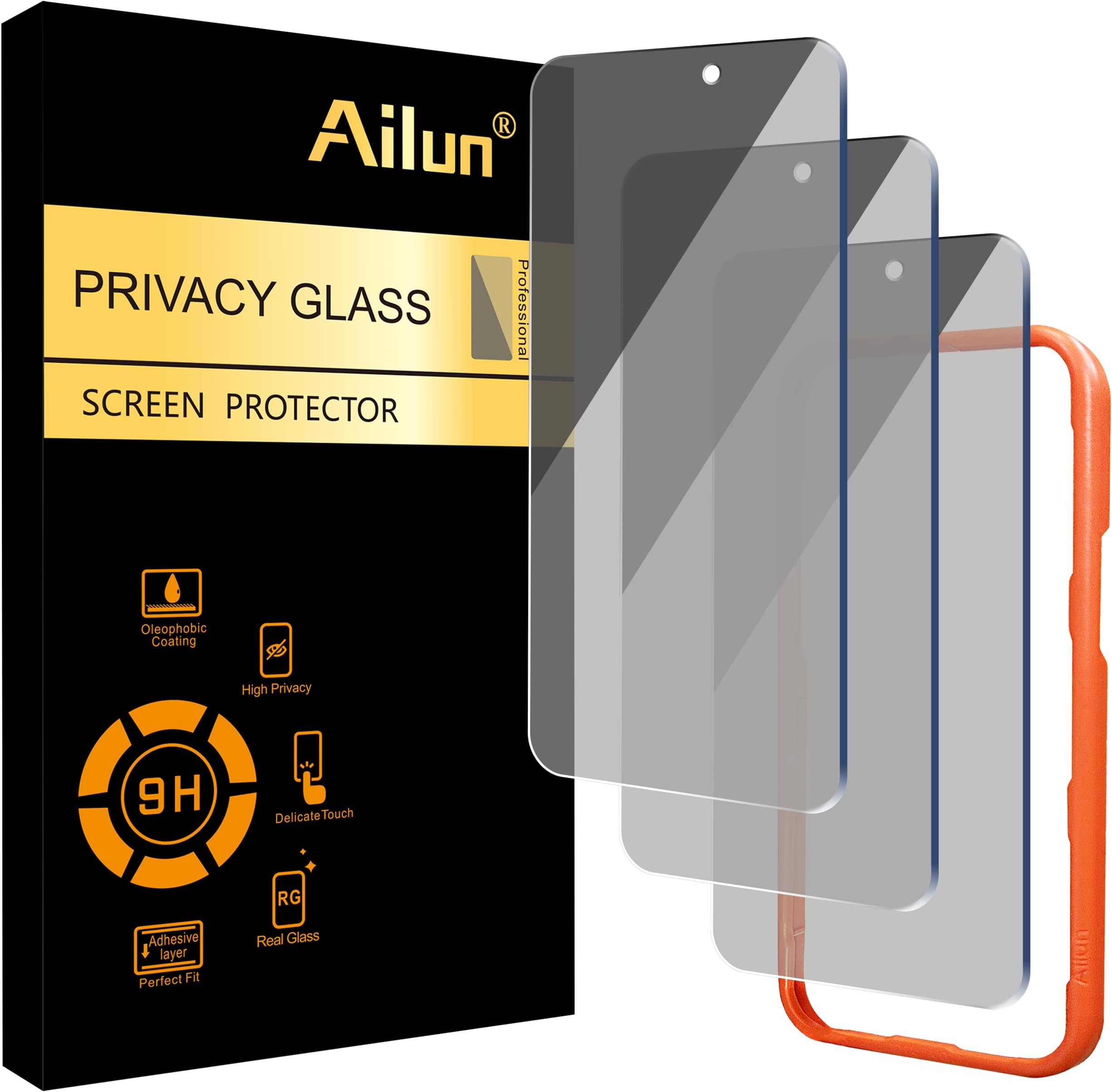Ailun 3 Pack Privacy Screen Protector for iPhone 16 Pro Max [6.9 inch], Anti Spy Private Tempered Glass Anti-Scratch Case Friendly