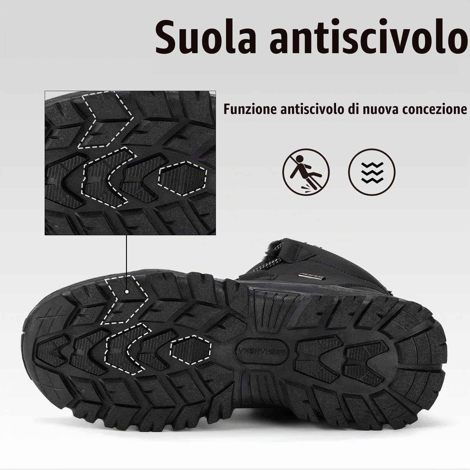 Mishansha Scarpe Donna Invernali Pelo Boots | Stivaletti，Impermeabili，Antiscivolo，Termico，per Passeggiate，Sci，Campeggio, Tempo