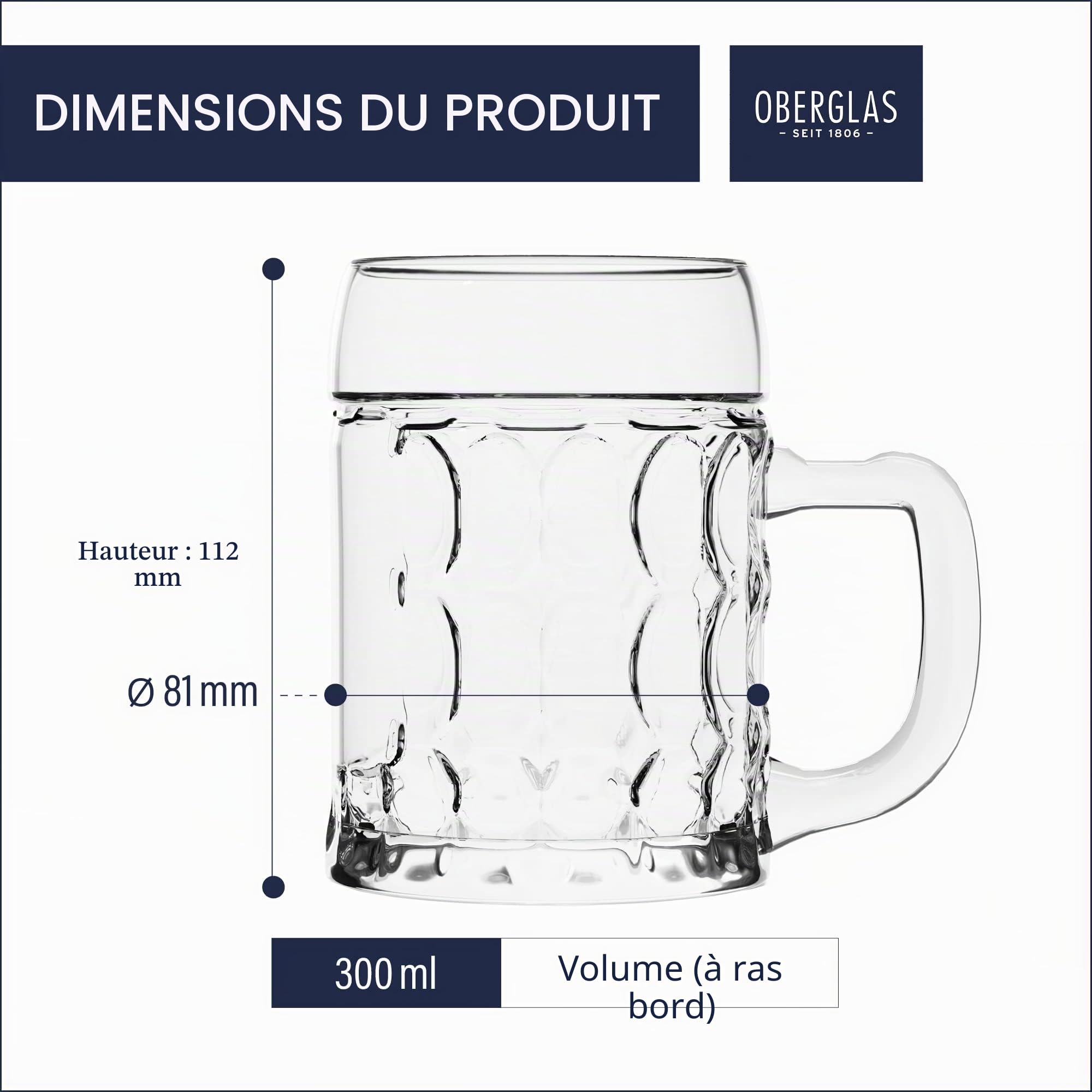 Stölzle Lausitz Oberglas Kaiser chope à bière 0,3l l chope à bière originale Oktoberfest I lot de 6 pièces I verre à bière traditionnel I lavable au lave-vaisselle I haute qualité