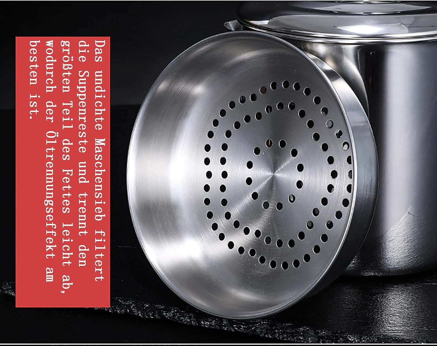 Fettabscheider Edelstahl, Fetttrennkanne, Soßen Fetttrenner Sauciere Fetttrenner Mit Deckel Für Das Abschöpfen Von Fett Aus Soßen Und Suppen 1300ML