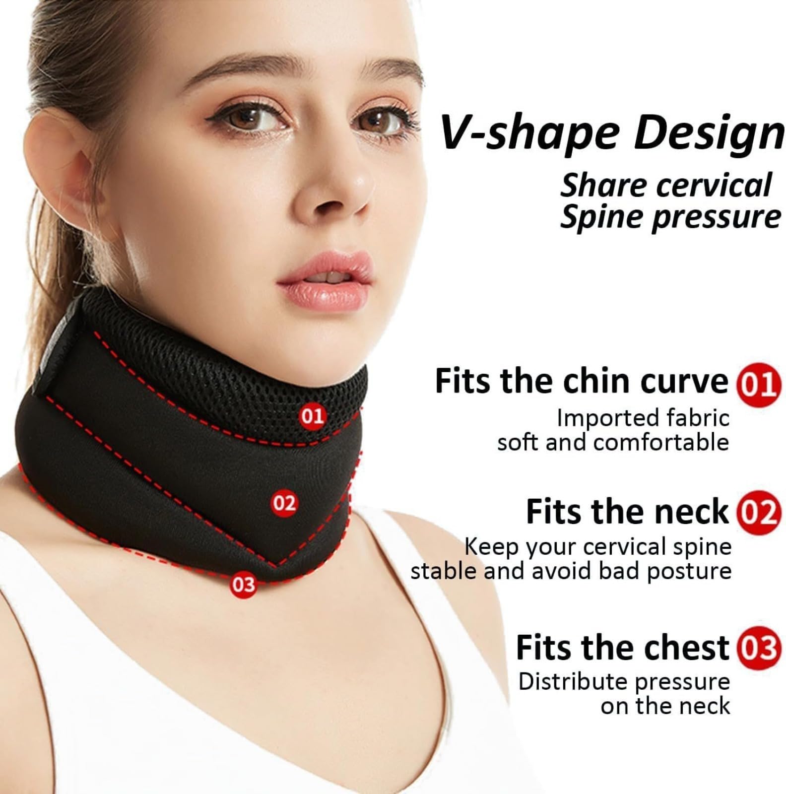 Nackenstütze gegen Nackenschmerzen und Unterstützung – Halskrause aus weichem Schaumstoff zum Schlafen-Bandagen halten die Wirbel stabil und ausgerichtet, um den Druck auf die Halswirbelsäul
