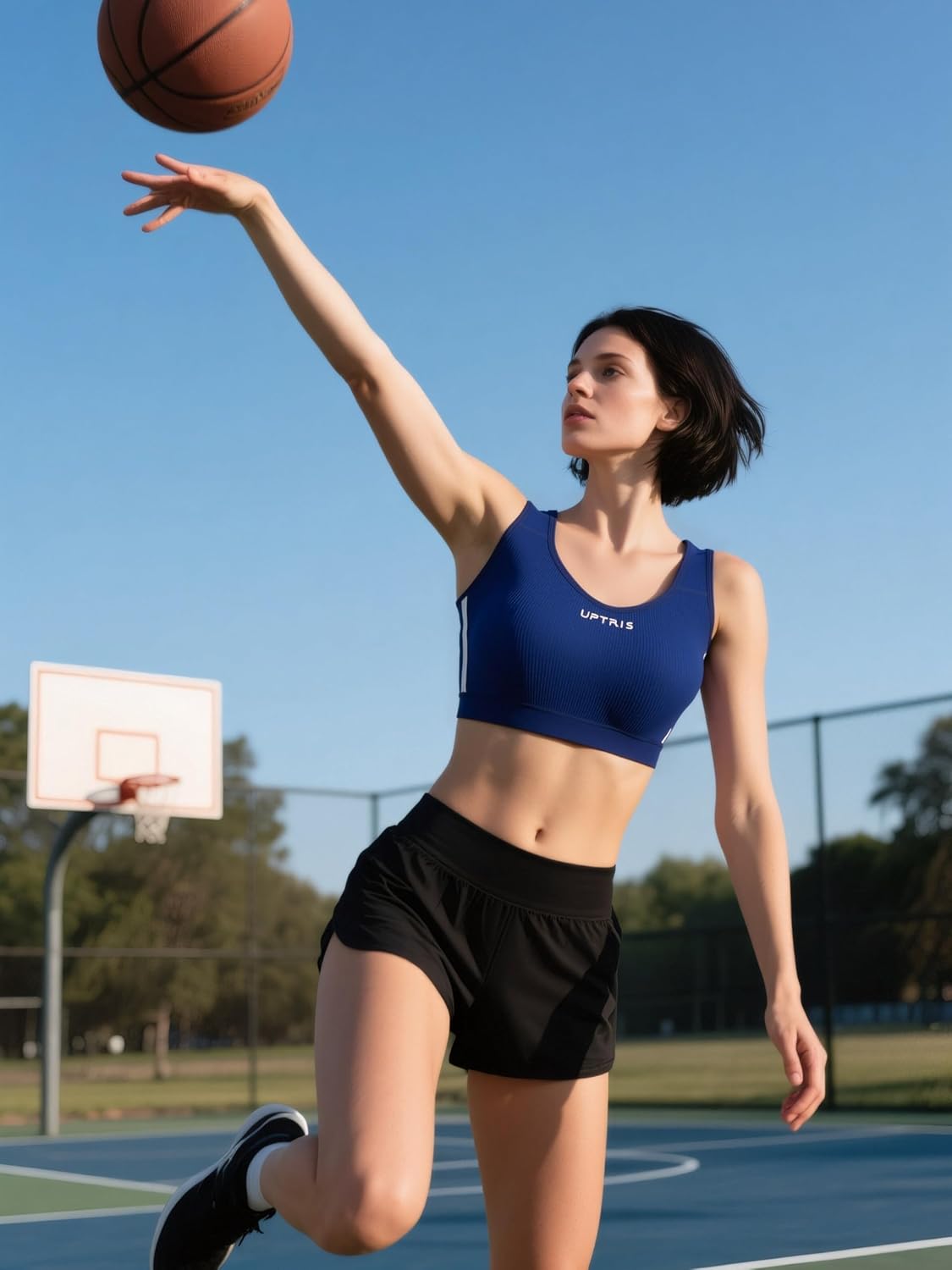 UPTRIS Racerback Sports Bras for Women High Impact Sports Bras for Women Running Padded Removable Push Up Yoga Blue Sport Bra - Image 7