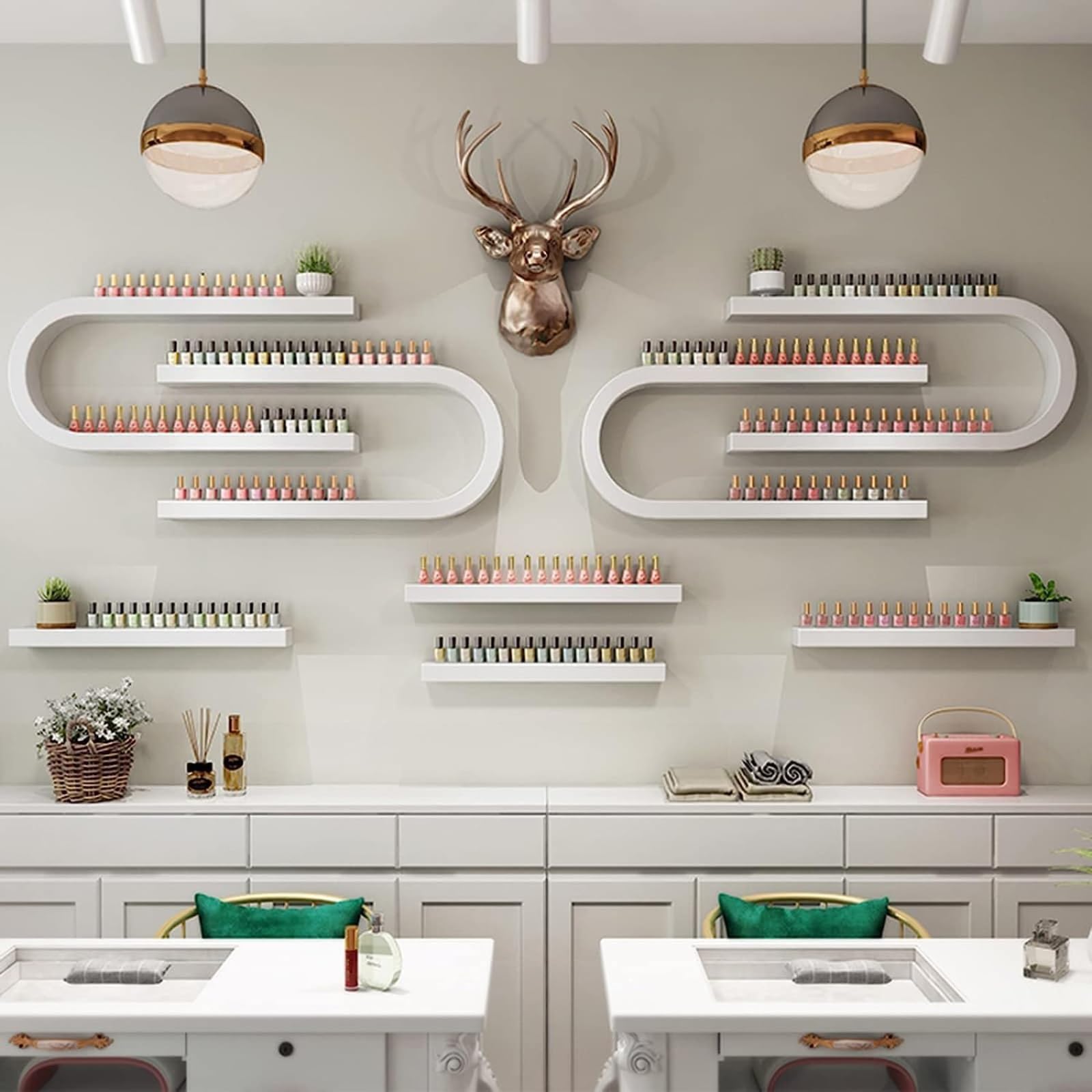 Espositore per Smalto da Parete in Legno a Forma di U, 2 Pezzi, Elegante, Organizer, Grande capacità per Uso Domestico e in Salone (1 Pezzo (Confezione da 1))
