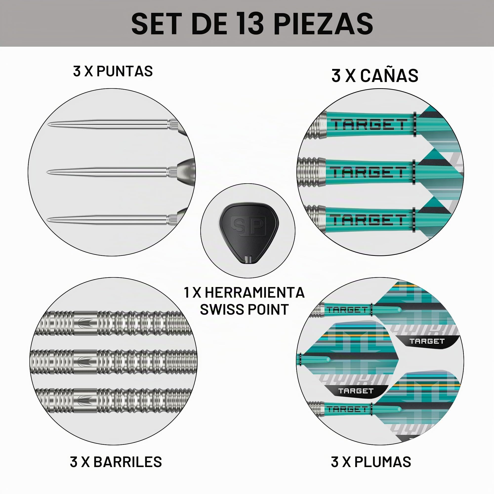 Target Darts Hydro Punta de Acero Juego de Dardos, 21G/22G/23G/24G/25G/26G (Barrel 01/02/03) | Dardos con 90% de Tungsteno, Puntas Swiss Point Plateadas, Ejes Pro Grip Tag y Plumas Pro Ultra N.º 6