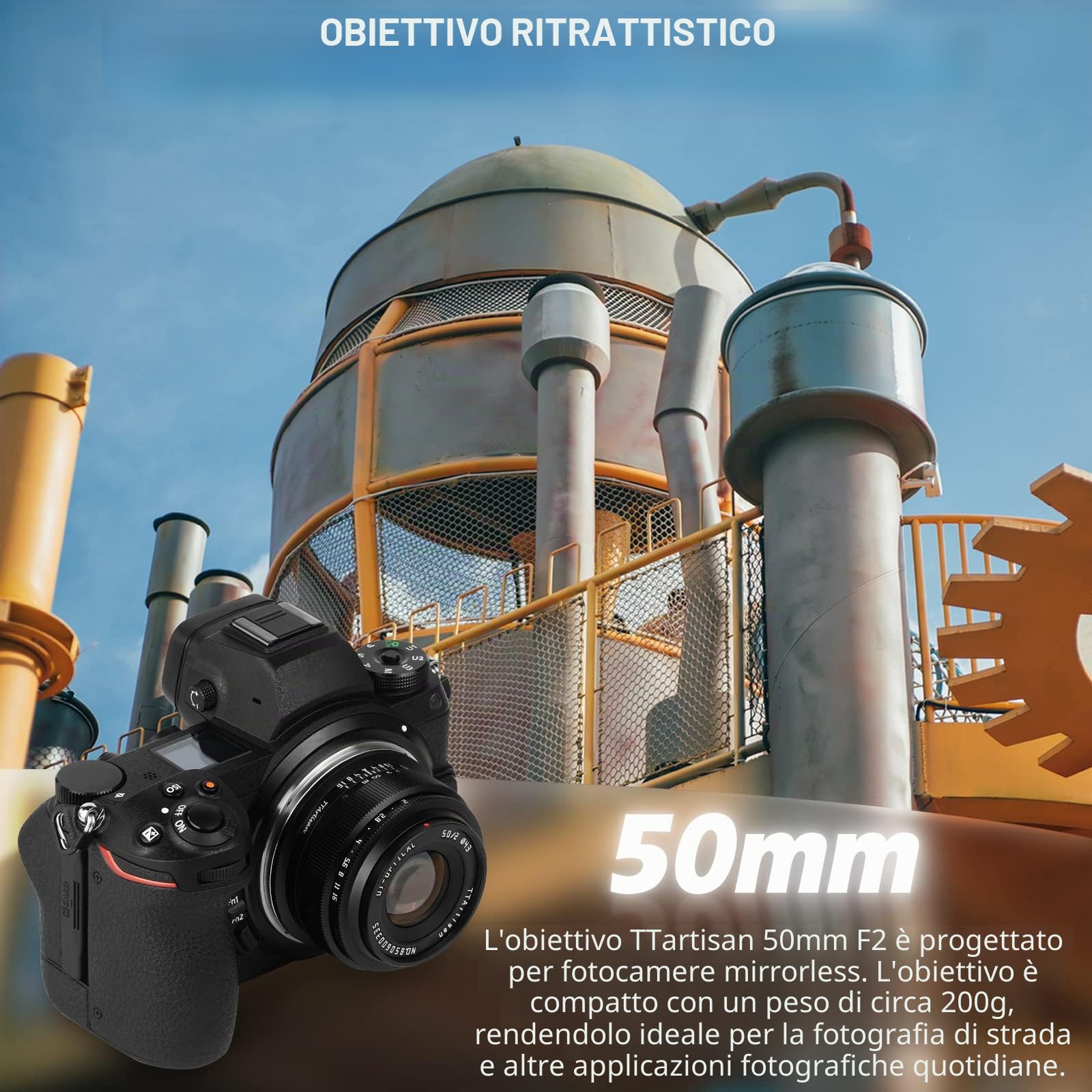 TTartisan 50mm F2 obiettivo full frame con messa a fuoco manuale, compatibile con fotocamere Sony E-mount A7 A7II A7III A7R A7RII A7RIII A7RIV A7S A7SII A7SIII A9 A6400 A6000 A6600 A6100 A6500 A6300