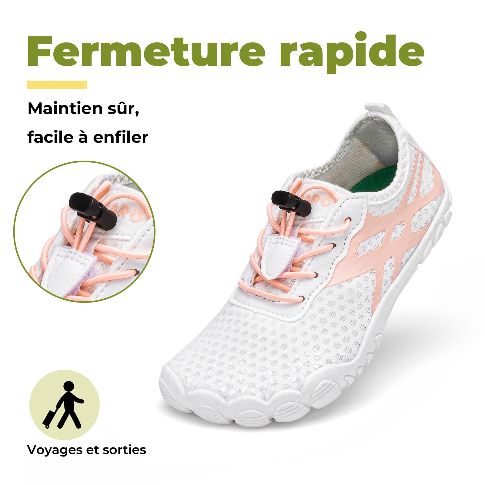 SAGUARO Chaussures d'eau Barefoot Enfant, Chaussures Aquatiques à Séchage Rapide avec Embout Large pour Été Vacances et Activités Aquatiques, GR.25-36
