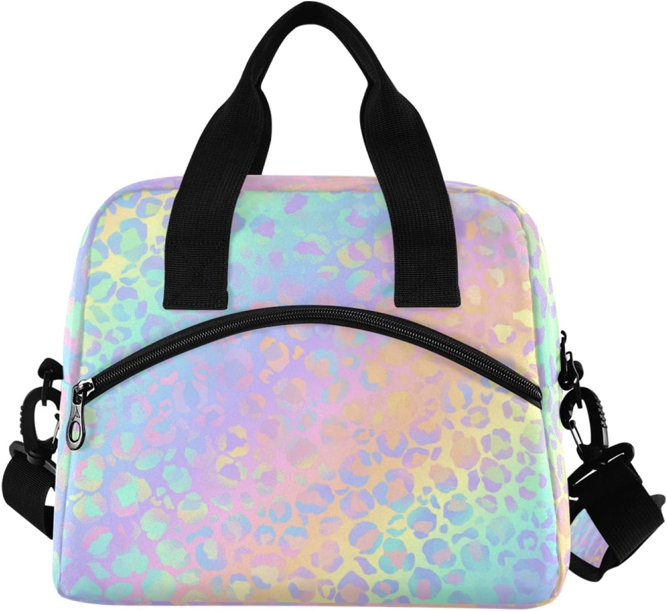 ALAZA Rainbow Leopard Print Cheetah Lunch Bags for Women Crossbody Lunch Box Lunch Cooler Bag