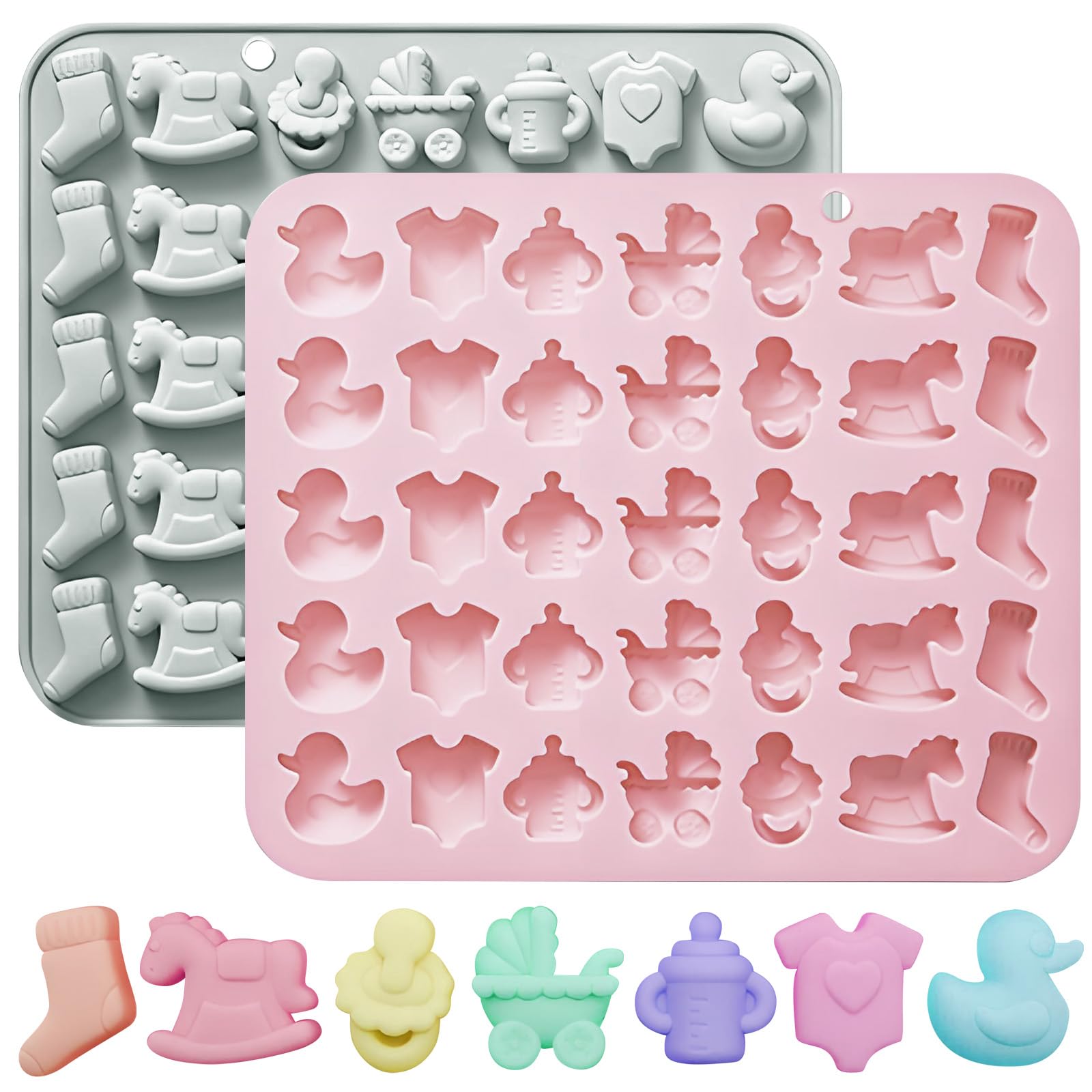 Lot de 2 moules à chocolat antiadhésifs en silicone pour fête prénatale Lot de 2 moules à chocolat antiadhésifs en silicone pour fête prénatale