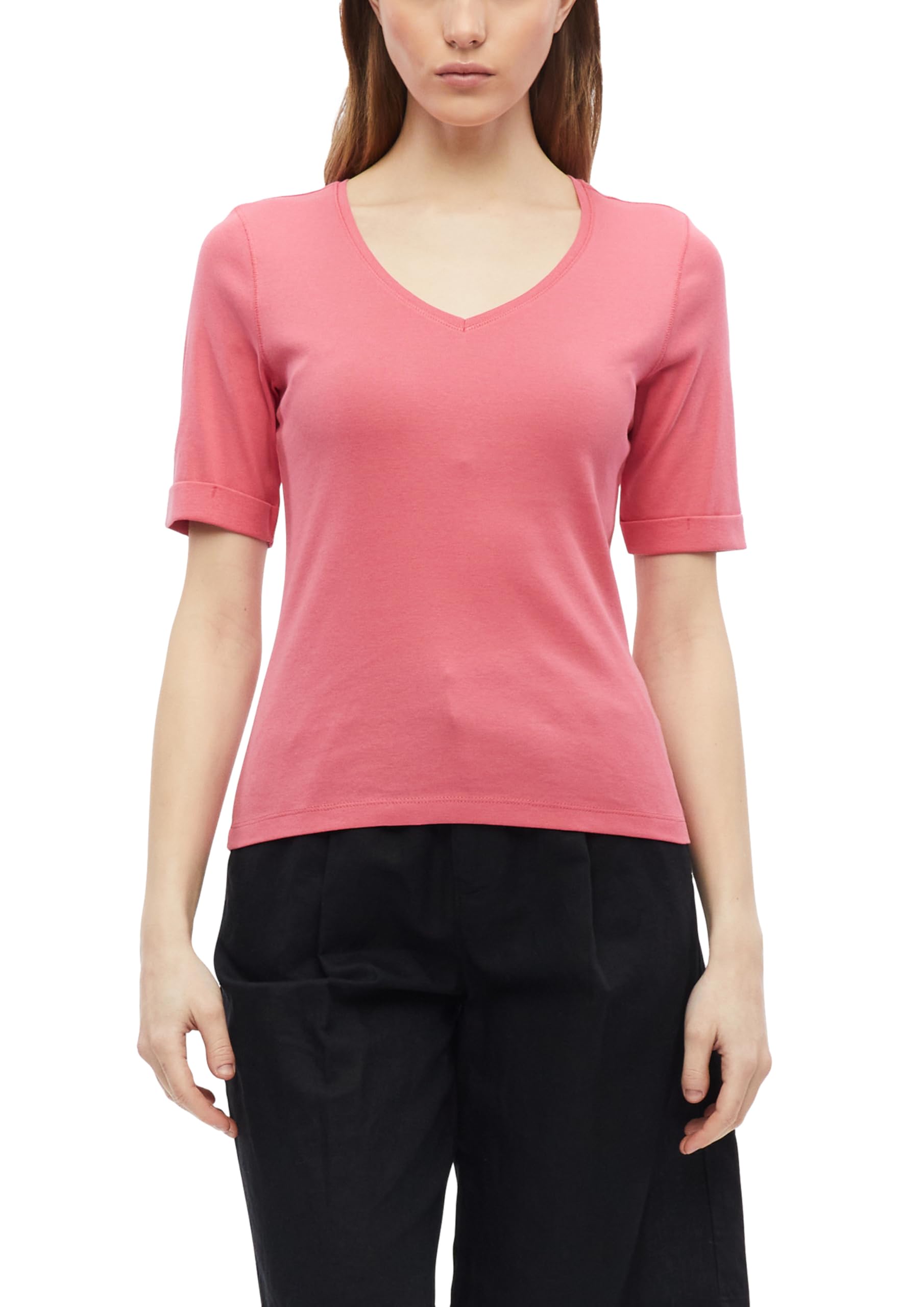 s.Oliver Women's 2179331 T-Shirt, V-Neck, Slim Fit (Pack of 1), Pink, 16