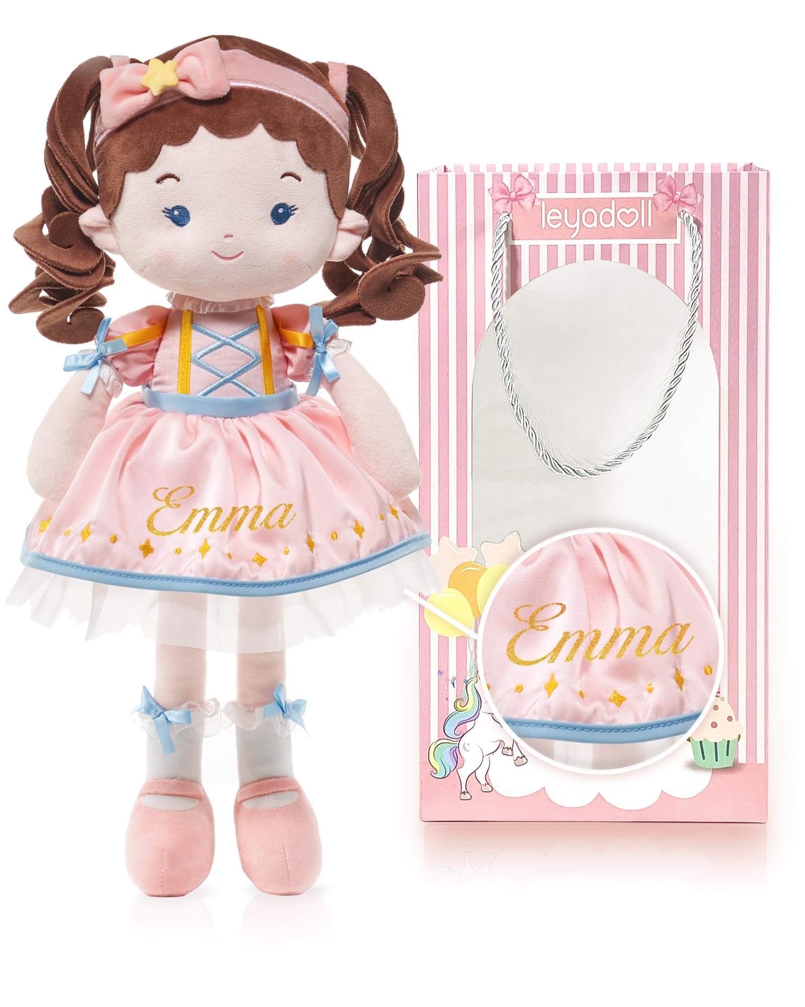 LeyaDoll Personalized Soft Baby Doll Toys (16''), My First Baby Rag Doll for 1 Year-Old Girl Birthday Gift, Christmas Plush Toys Gift for Toddler Kids Infants-Daydream-Princess Twinkle