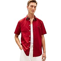 Tommy Hilfiger Camicia Uomo Flex Popeline Solid S, S Mw0Mw37584, Rosso, XL