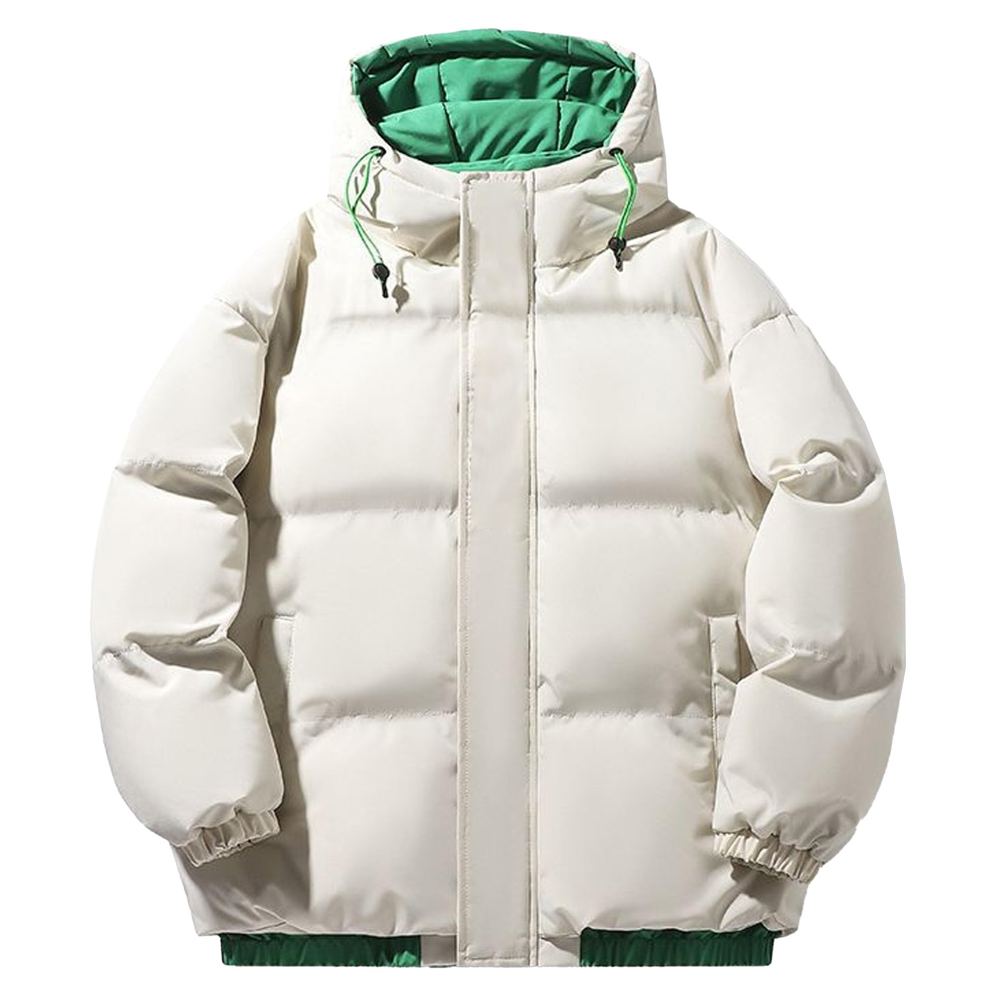 Mens Winter Hooded Down Jacket Stylish Warm Thickened Parka Coat Casual Fluffy Lightweight Down Coats (Khaki,4X-Large)