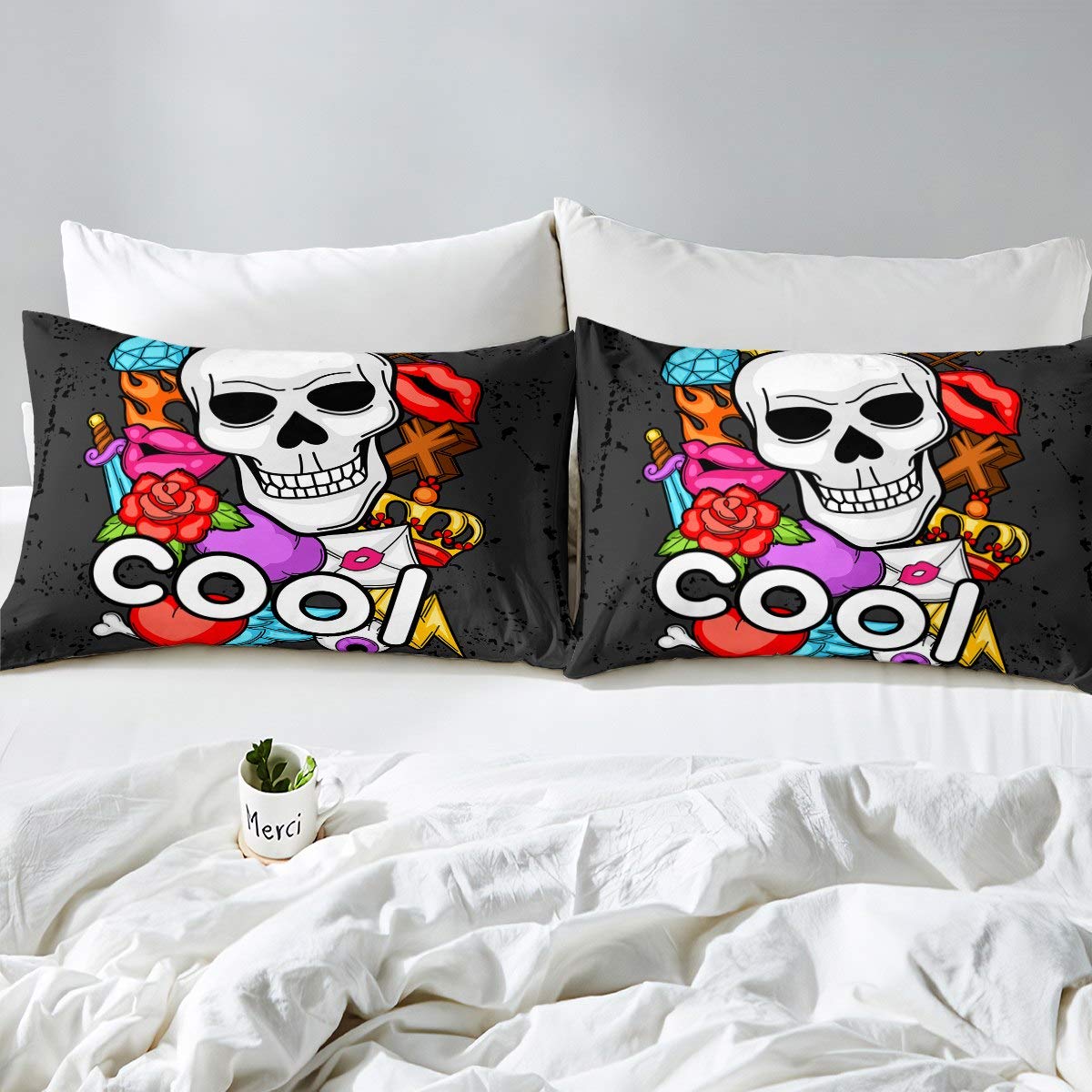 Set copripiumino matrimoniale con motivo cuore rosso per bambini, ragazzi e ragazze, set copripiumino per San Valentino, copriletto bianco e grigio, 3 pezzi, biancheria da letto decorativa trapuntata