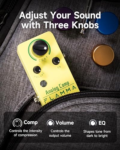 Miniatura 3 de FLAMMA Pedal de compresor FC21 Pedal de efectos de guitarra eléctrica Efecto de compresión óptica clásica True Bypass