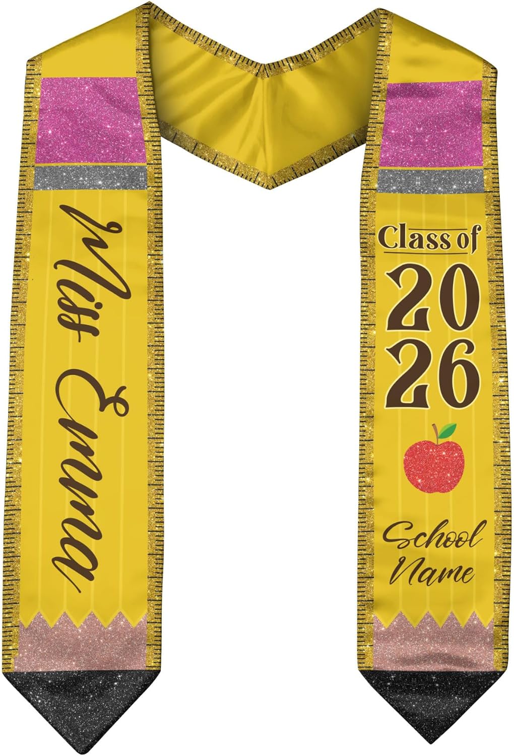 Custom Graduation Stole Class of 2026, Teacher Stole, Pencil Stole Graduation for Teachers