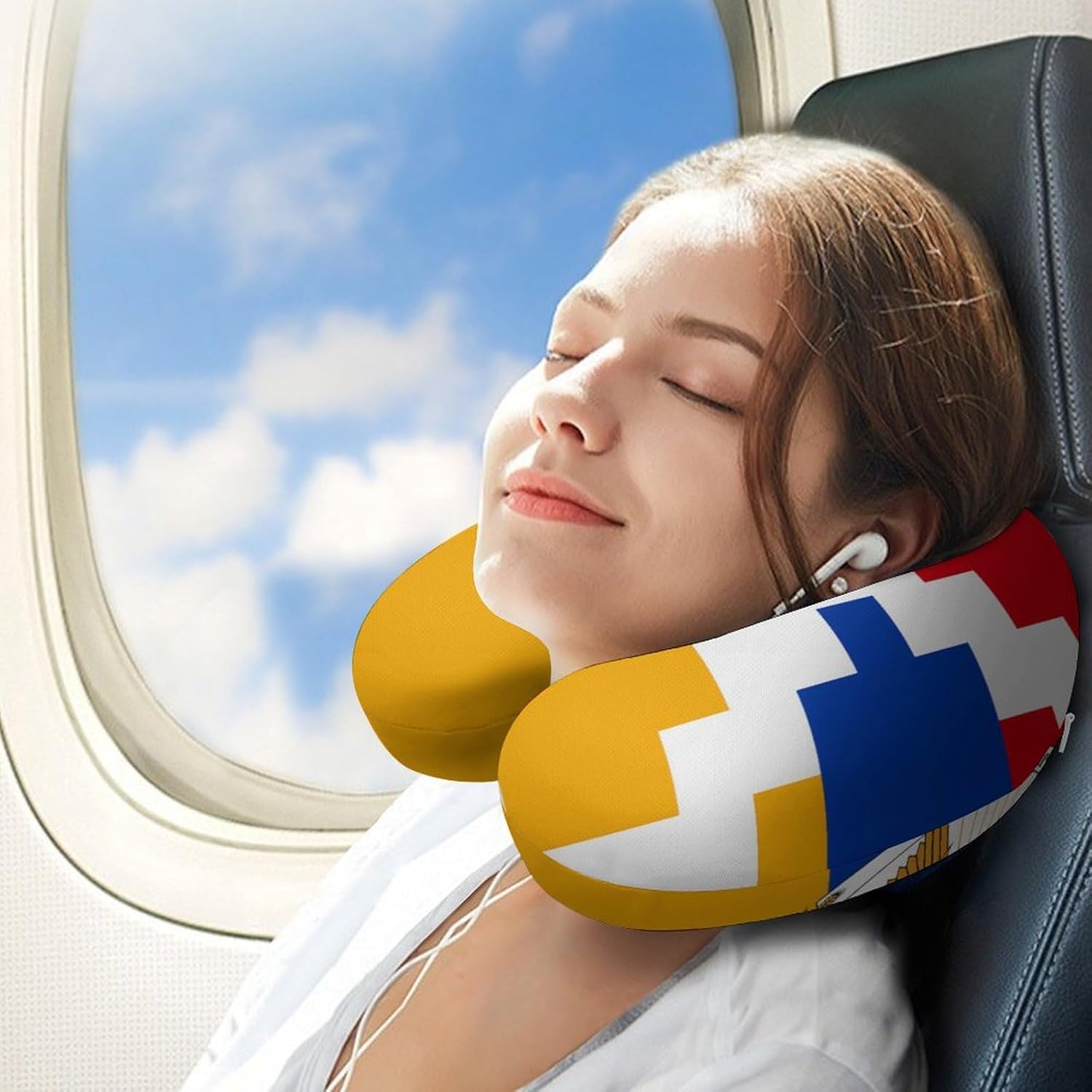 Flag of Republic of Artsakh Funny Travel Pillow U Shaped Memory Foam Neck Pillows Portable for Flight Car Home Office