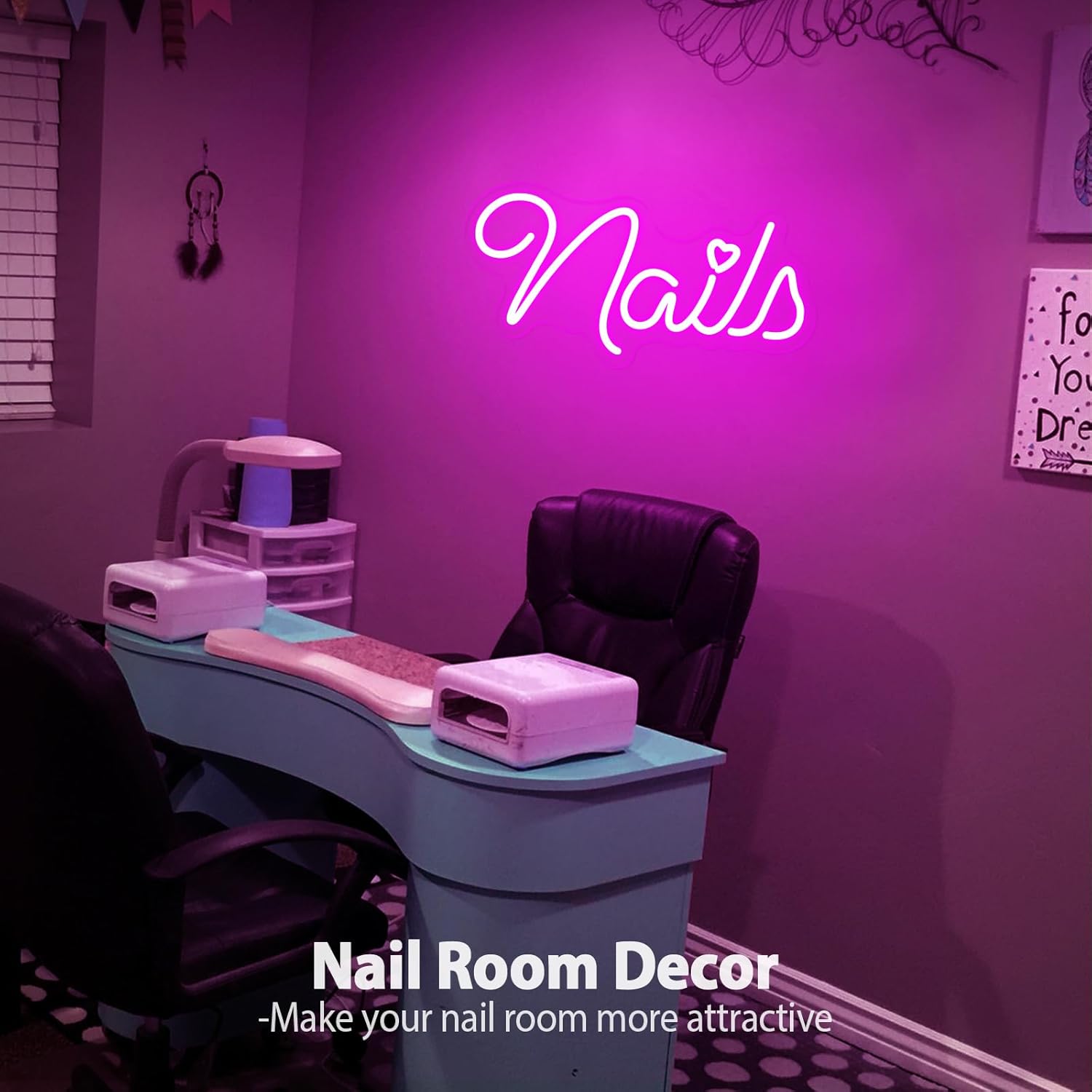 Nails Neon Sign, Nails LED Sign, Nail Salon Decor Open Welcome Signage Business Store Light, Nail Room Decor Beauty Salon Wall Decor Light Aesthetic Room Makeup Nail Studio - Image 6