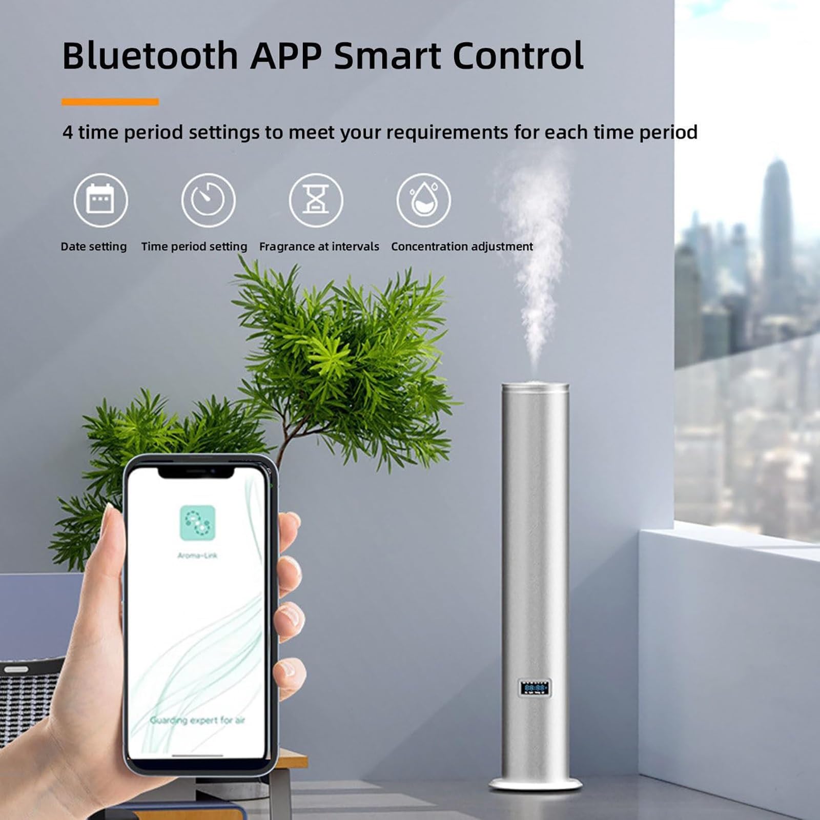 Dyfuzor zapachowy ze sterowaniem aplikacją Bluetooth, komercyjna maszyna do zimnego zapachu, pokrycie 1500 m³, dozownik zapachów 500 ml do użytku domowego, biura i hotelu