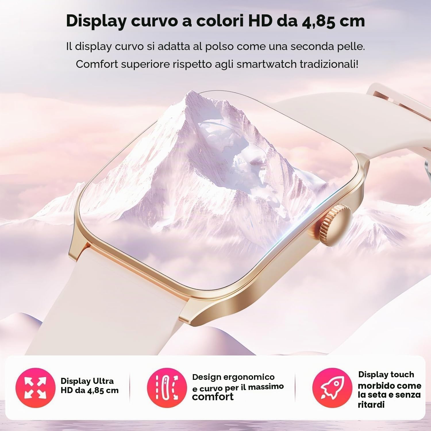 Smartwatch da donna con effetto/risposta alle chiamate, schermo curvo HD da 1,91 pollici, orologio fitness con sonno/cardiofrequenzimetro, 110+ Activity Tracker, impermeabile IP67 Smartwatch