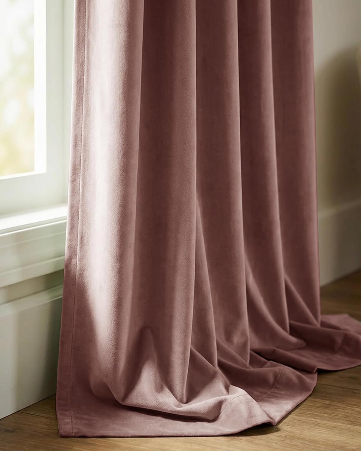 StangH Pink Velvet Curtains 108 inches Long, Dusty Rose Room Darkening Window Curtains for Living Room, Back Tab Thermal Insulated Drapes for Bedroom, W52 x L108, 2 Panels